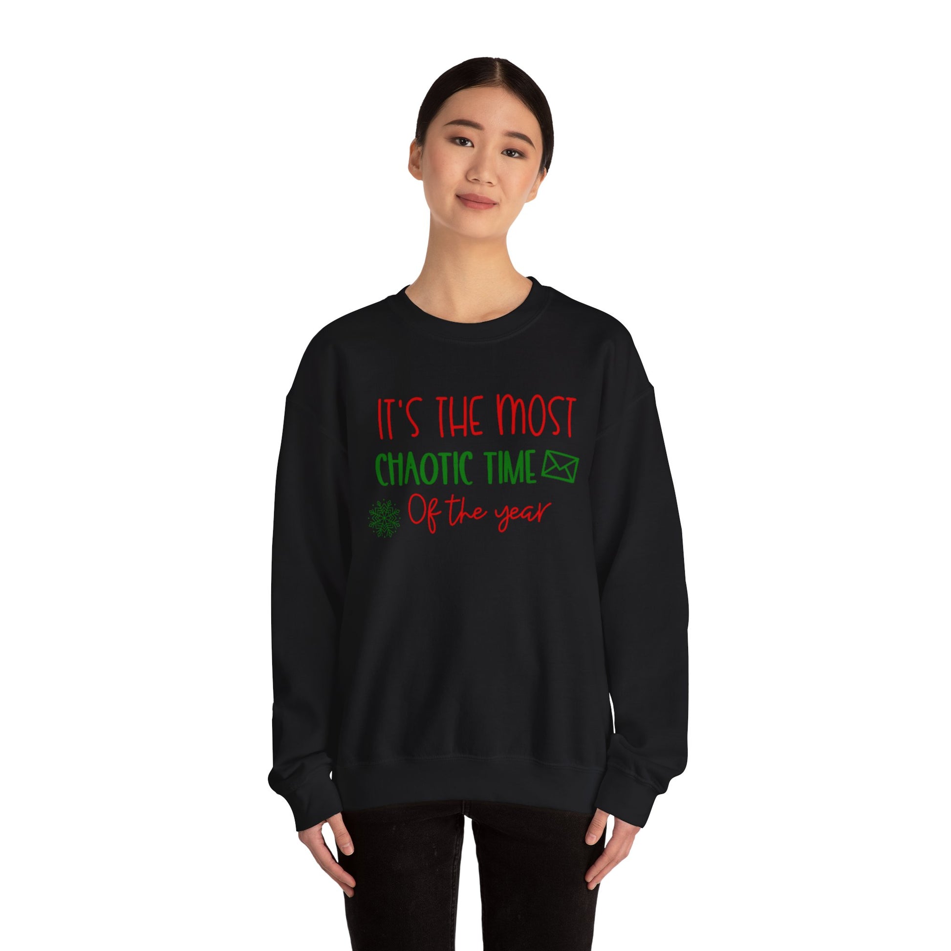 Unisex Holiday Postal Sweatshirt - 'It's the Most Chaotic Time of the Year', Holiday Gift, Christmas Sweater, Funny Sweatshirt, Casual Wear, [...]
