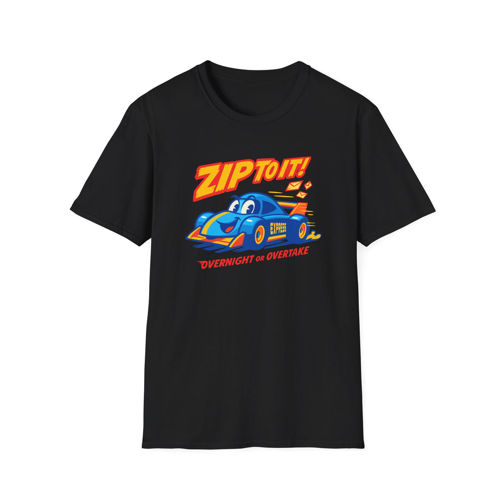Race-Themed Unisex Softstyle T-Shirt | 'ZIP TO IT' Graphic Tee, Perfect for Car Lovers, Birthday Gift, Motorsport Fans, Casual Wear