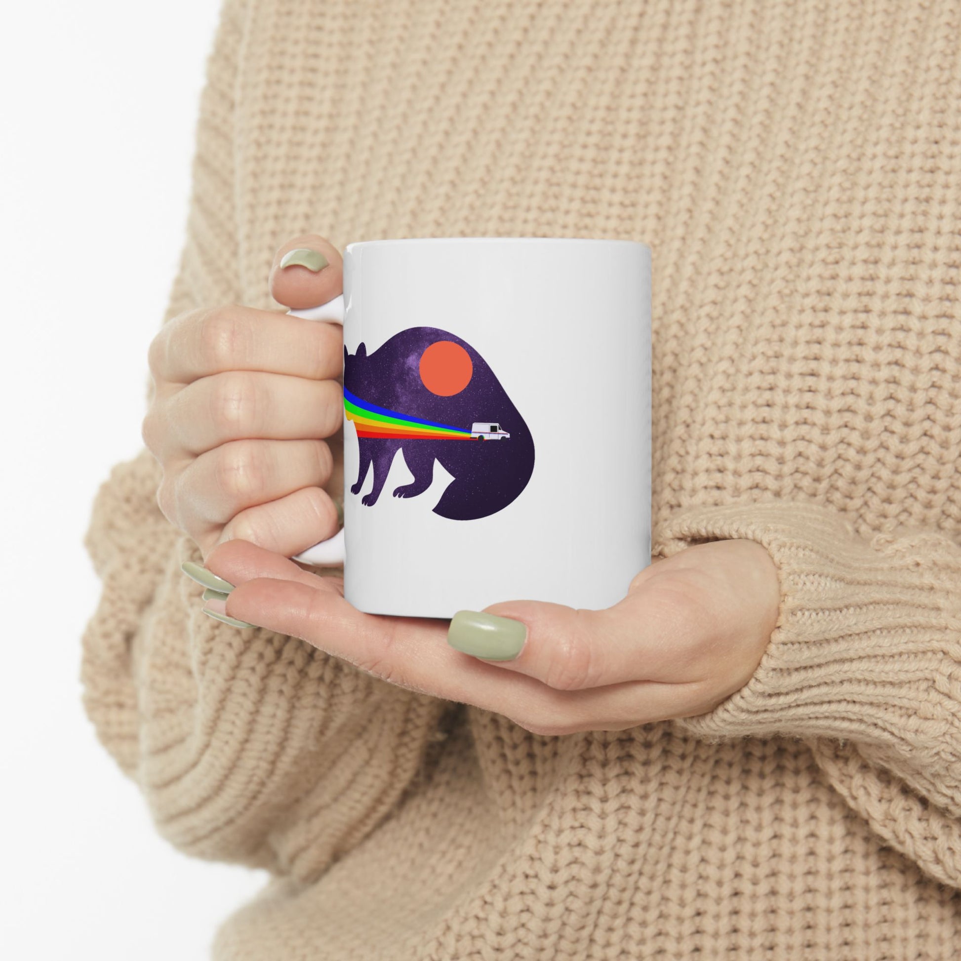 Retro Rainbow Elephant Mug, Unique Gift, Coffee Cup for Animal Lovers, Birthday Present, Home Décor, Fun Drinkware