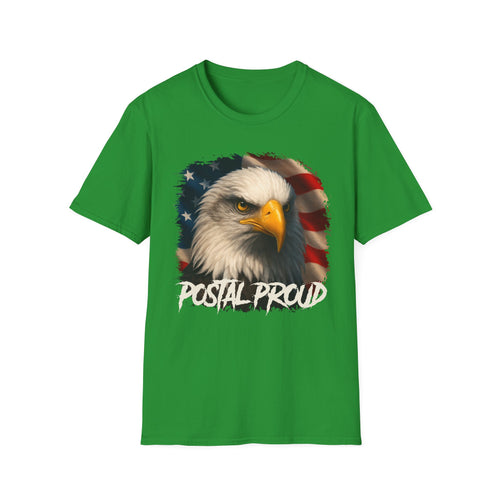 "Postal Proud" T-Shirt - American Flag Bald Eagle Graphic Tee Gift Ideas for Postal Workers