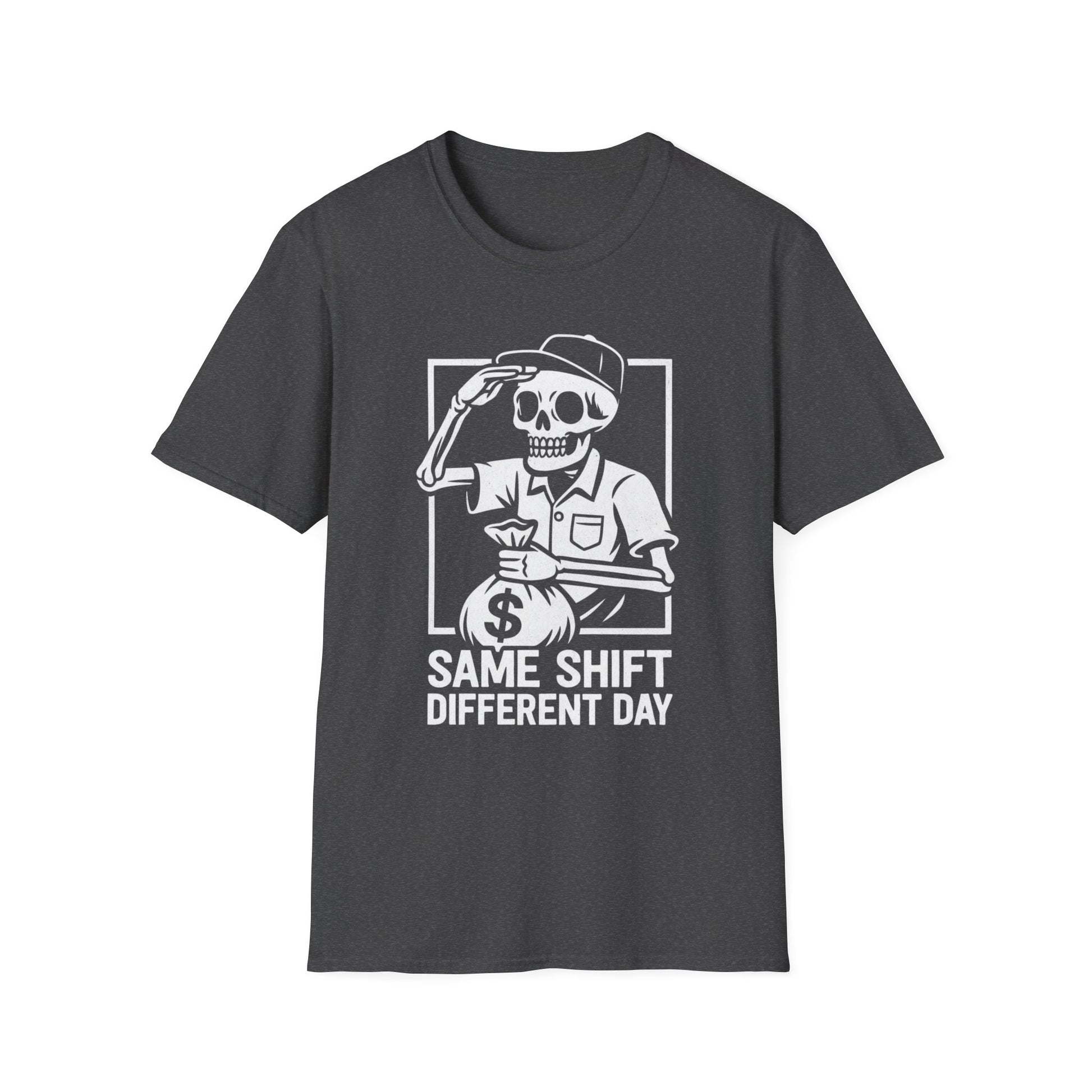 Skeleton Work T-Shirt, Same Shift Different Day Tee, Unisex Graphic Shirt, Funny Work Apparel, Halloween Costume Top, Office Humor Tee