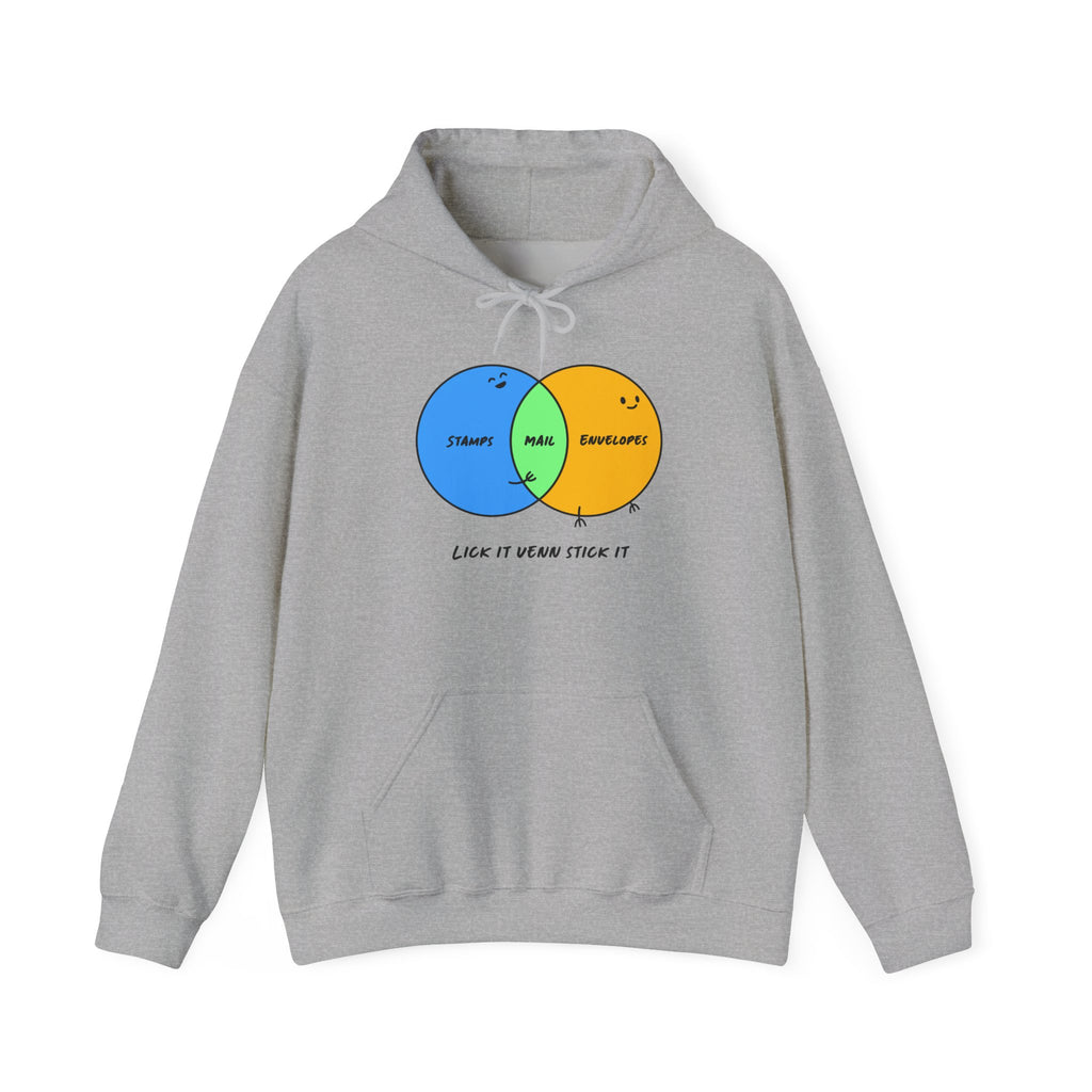 Playful Unisex Hoodie with Venn Diagram, Postal Hoodie, Postal Worker, Mail Carrier, Funny Sweatshirt for Friends, Casual Gift for Science Lovers, Unique Birthday Apparel