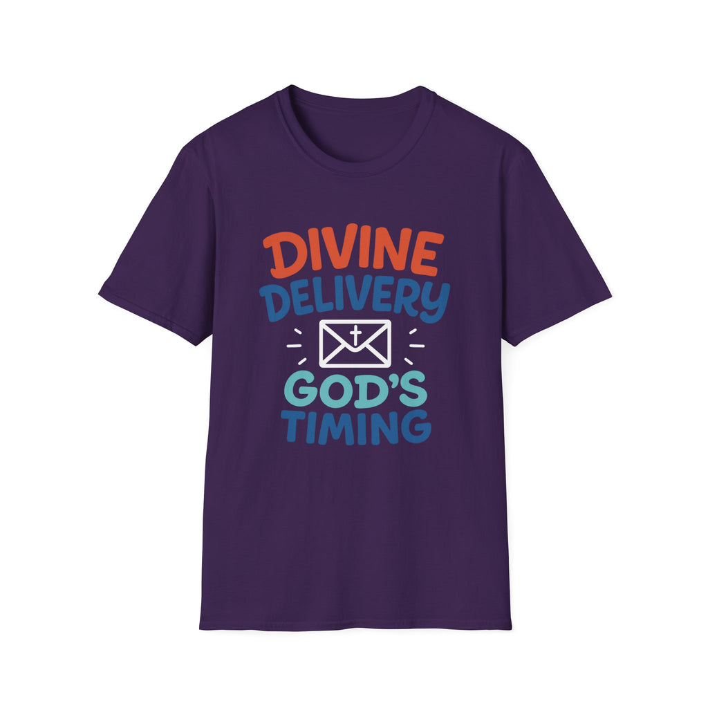 Divine Delivery God's Timing T-Shirt, Unisex Graphic Tee, Inspirational Birth Announcement Shirt, Faith-Based Gift, Religious Apparel