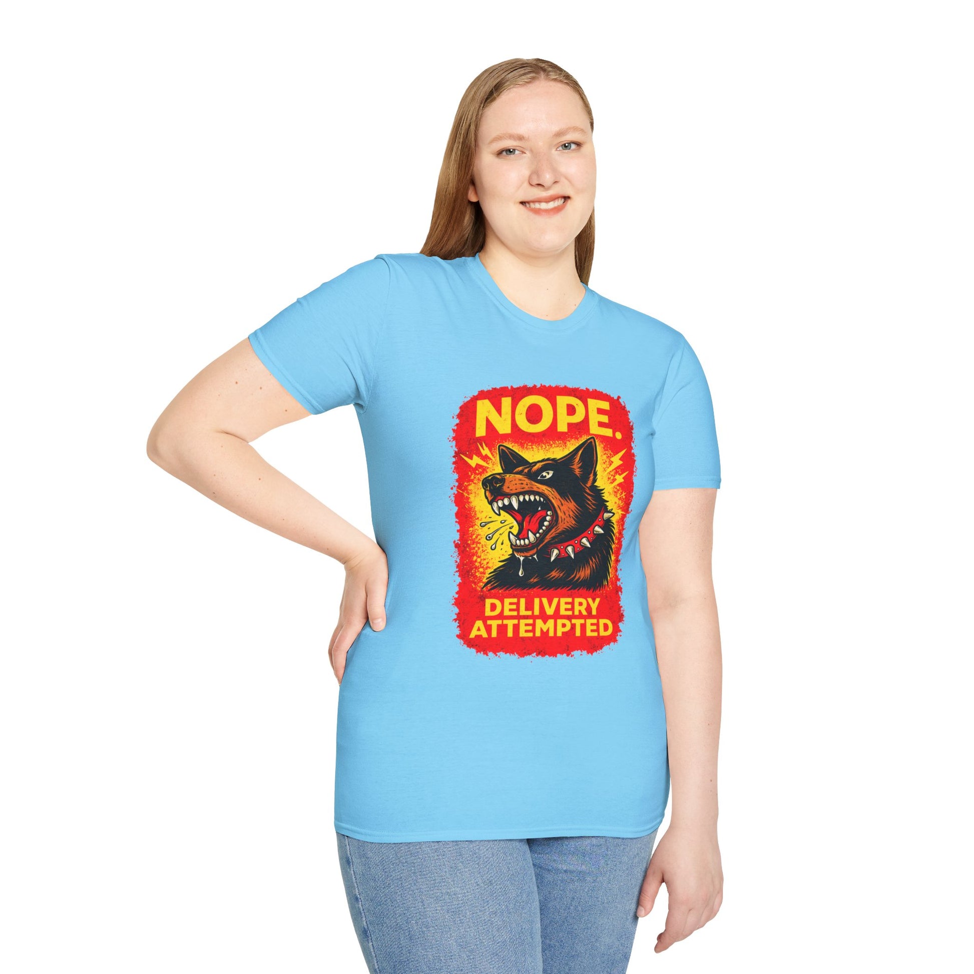 Nope Delivery Attempted T-Shirt — Funny Guard Dog Graphic Tee