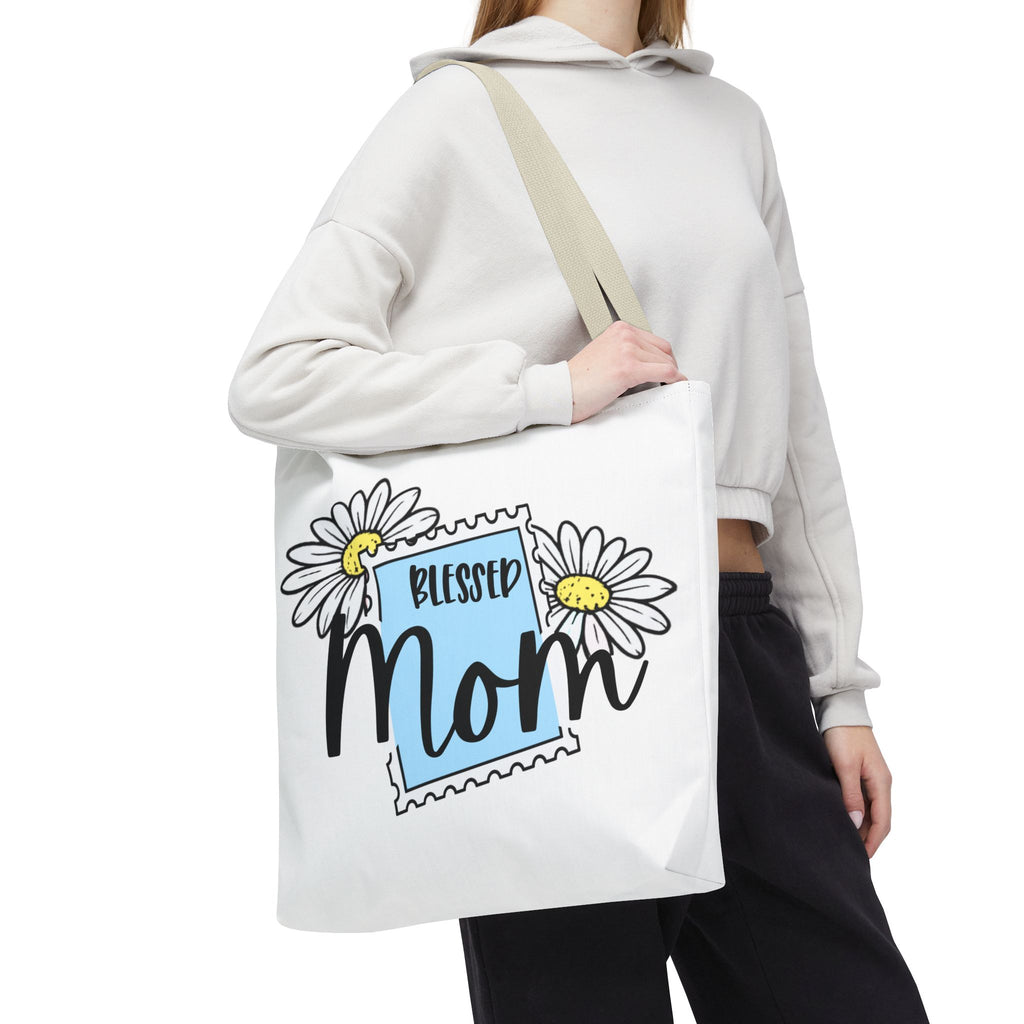 Blessed Mom Daisy Tote Bag — Floral Mother's Day Canvas Tote