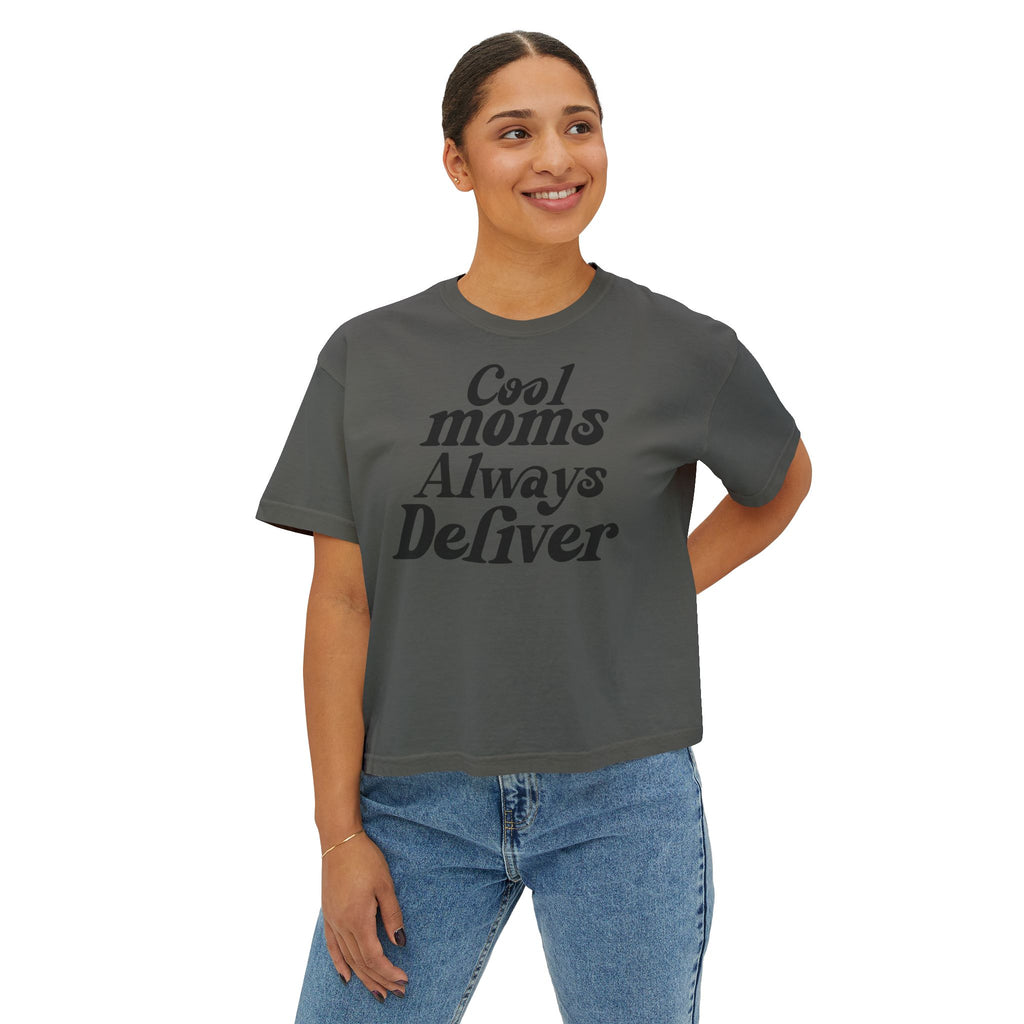Cool Moms Always Deliver Boxy Tee – Funny Mail Worker Shirt, Postal Mom Gift, Cute Delivery Worker T-Shirt, Relaxed Fit Women’s Tee