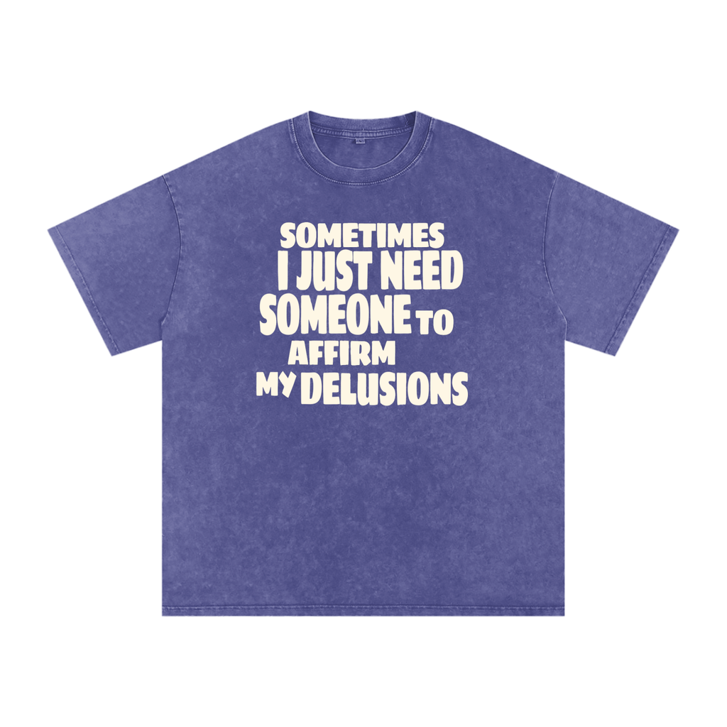 Affirm My Delusions Snow Washed Oversized Cotton T-Shirt