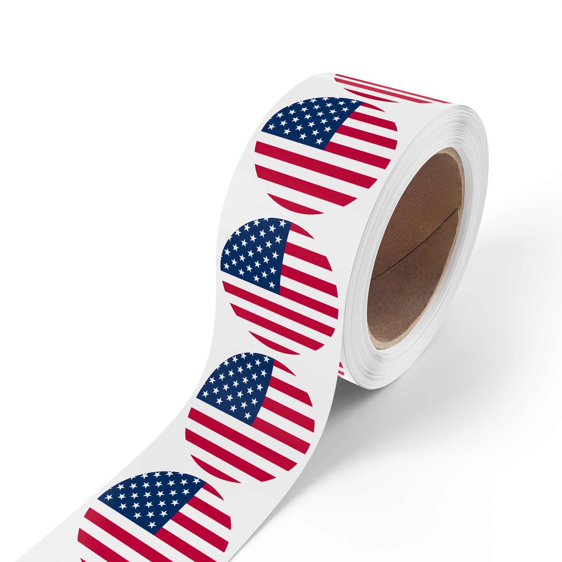 American Flag Round Stickers — American Flag Label Rolls for Independence Day, Veterans Day & Small Business Owners