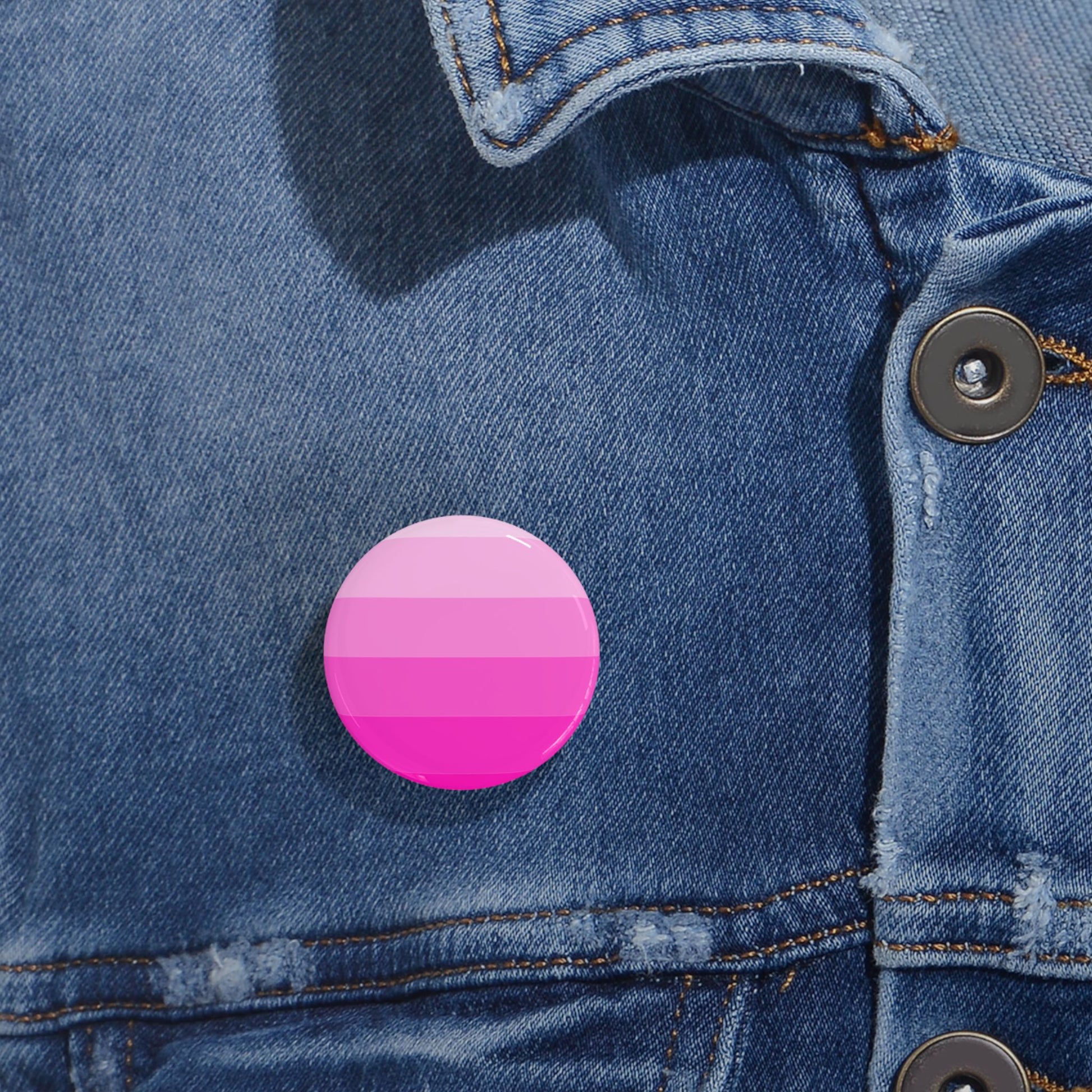 Breast Cancer Awareness Round Pin - Pink Gradient Awareness Button