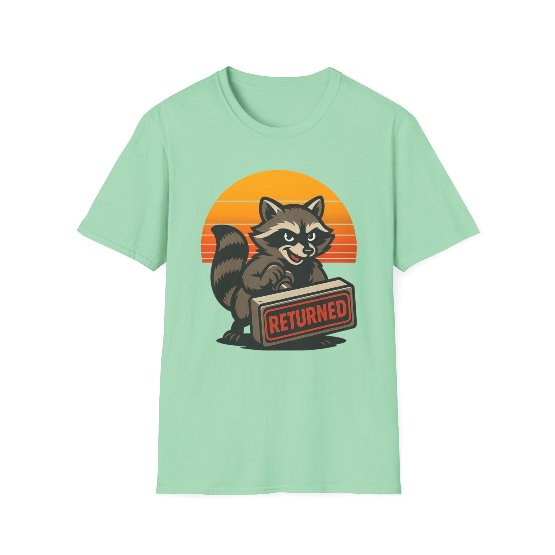 Retro Raccoon Returned T-Shirt, Unisex Graphic Postal Tee, Funny Animal Shirt, Gift for Animal Lovers, Postal Workers and Mail Carriers, Vintage Style Tee