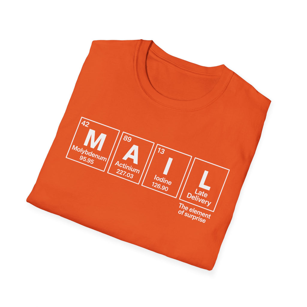 Postal, Chemistry Inspired Unisex T-Shirt - 'MAIL' Graphic Tee, Science Lover Gift, Casual Wear, Birthday Present, Unique Apparel