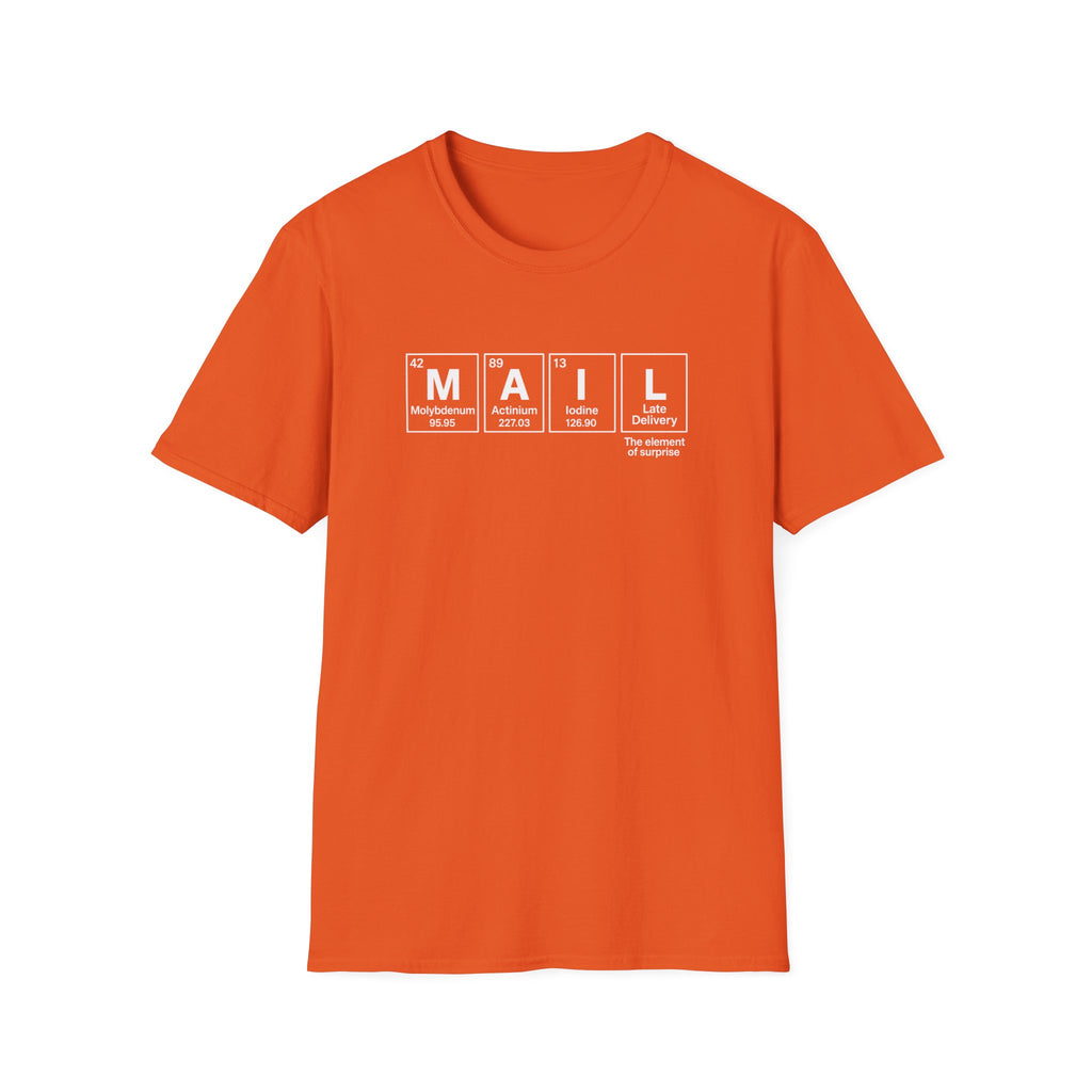 Postal, Chemistry Inspired Unisex T-Shirt - 'MAIL' Graphic Tee, Science Lover Gift, Casual Wear, Birthday Present, Unique Apparel