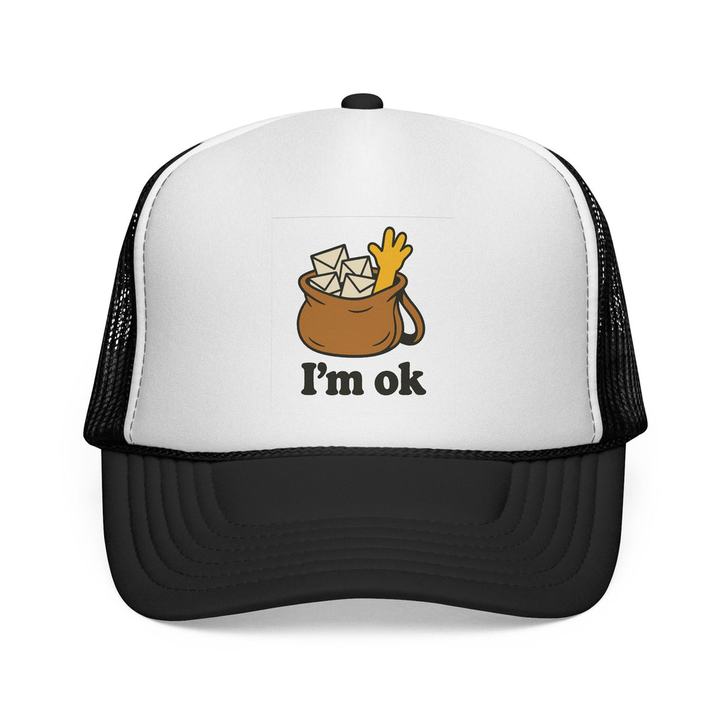 Fun Cartoon Trucker Cap, I'm OK Hat, Quirky Gift for Friends, Adjustable Mesh Hat, Casual Summer Accessory