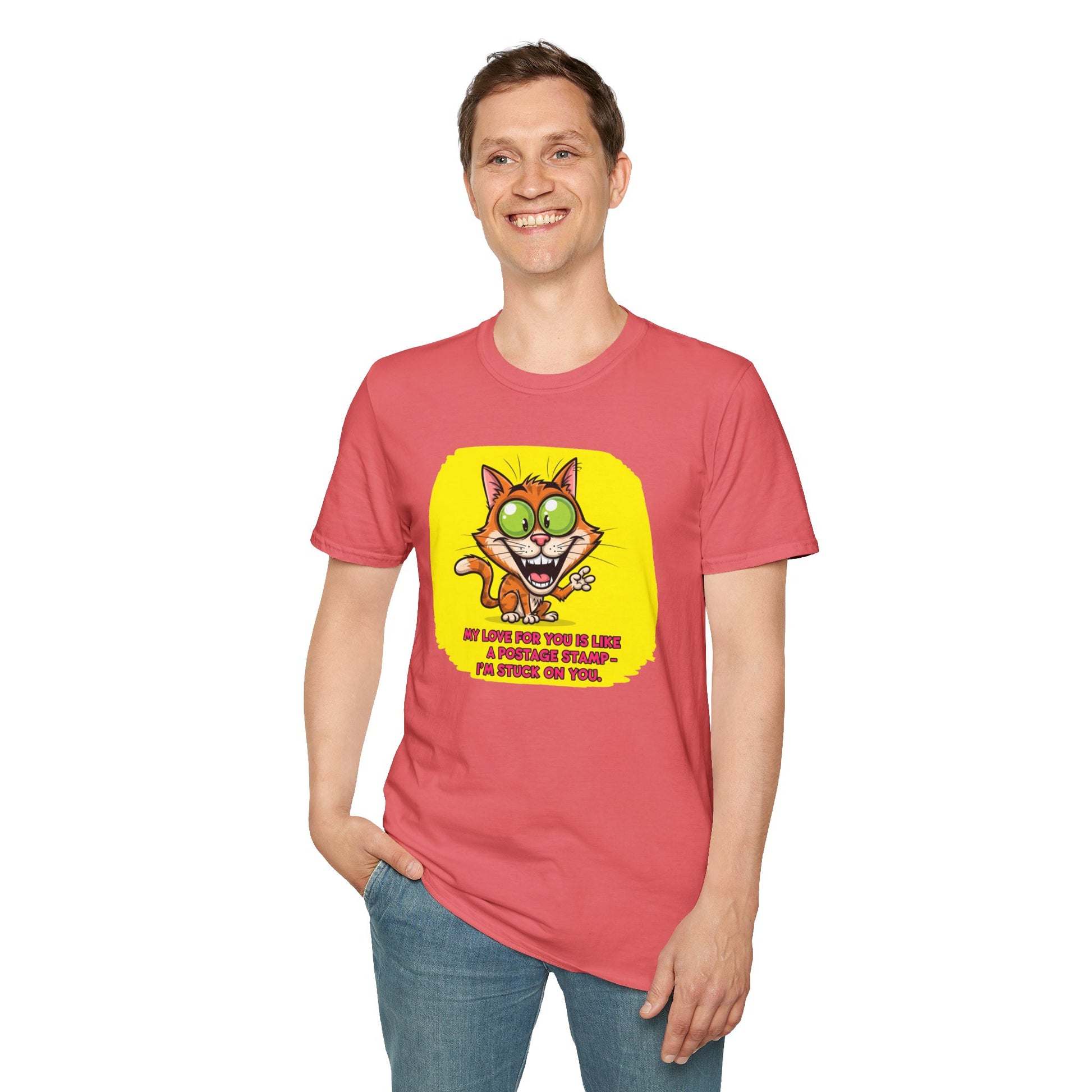 My Love For You Is Like- Funny graphic T-shirt for cat lovers with a touch of postal humor