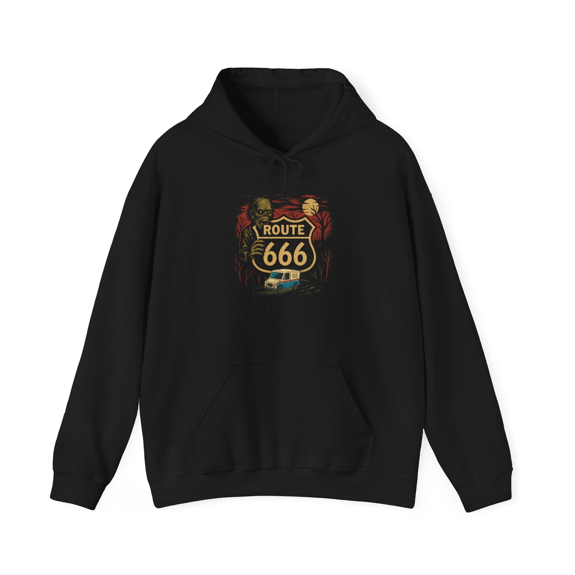 Route 666 Hooded Sweatshirt | Unisex Heavy Blend Hoodie, Vintage Parehorrors, Halloween Attire, Road Trip Essential, Casual Wear