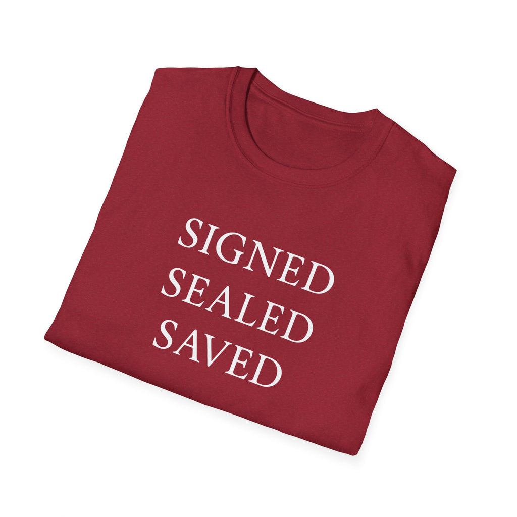 Signed Sealed Saved - Faith-Based Unisex T-Shirt, Christian T-Shirt, Gift Ideas For Christians, Gift Ideas For Postal Workers