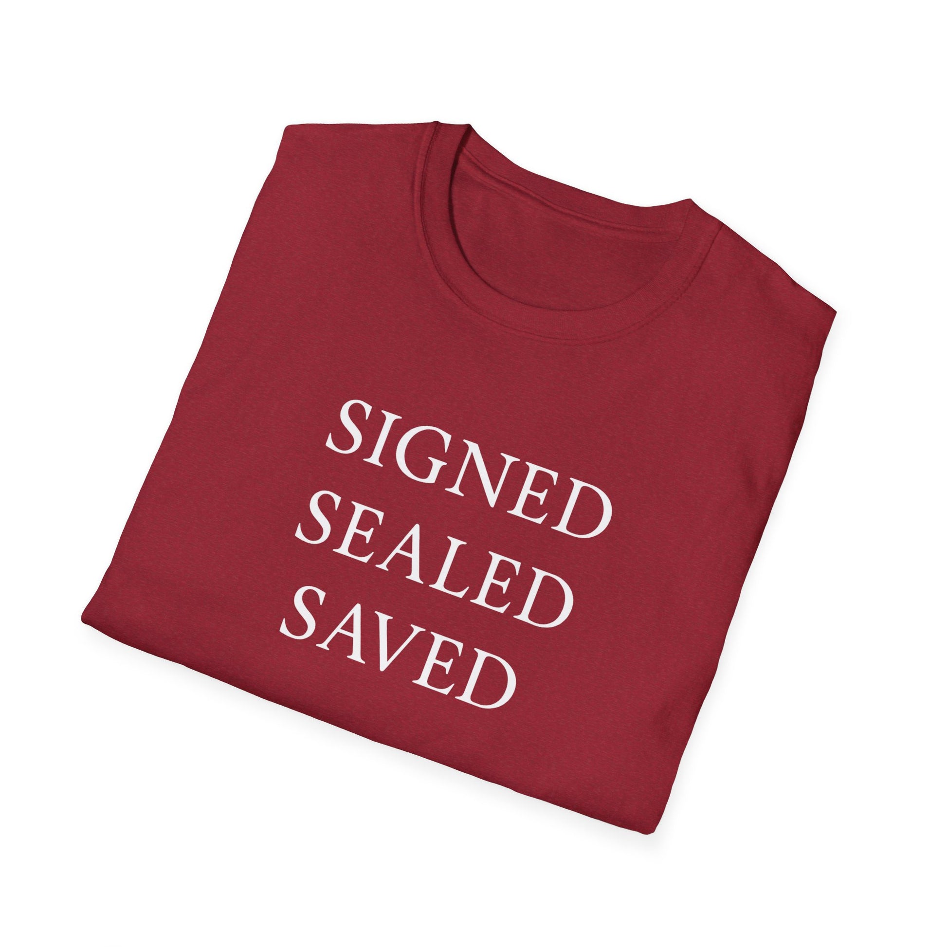 Signed Sealed Saved - Faith-Based Unisex T-Shirt, Christian T-Shirt, Gift Ideas For Christians, Gift Ideas For Postal Workers