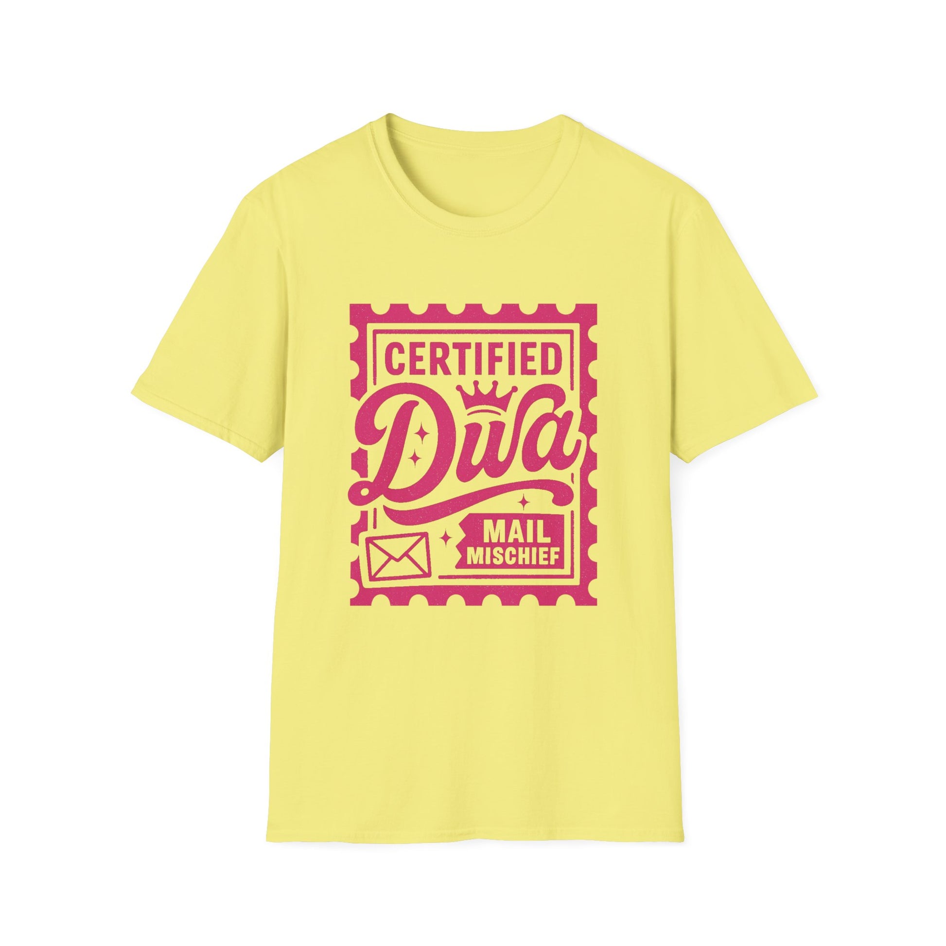 Certified Diva Mail Mischief Unisex T-Shirt, Fun Graphic Tee, Playful Gift, Casual Wear, Birthday, Holiday Celebrations