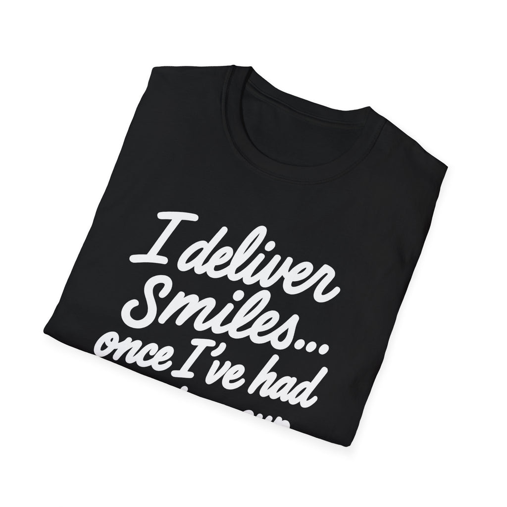 I Deliver Smiles, Unisex Softstyle T-Shirt, Casual Graphic Tee, Everyday Wear, Gift for Her, Gift for Him, Comfortable Cotton Tee