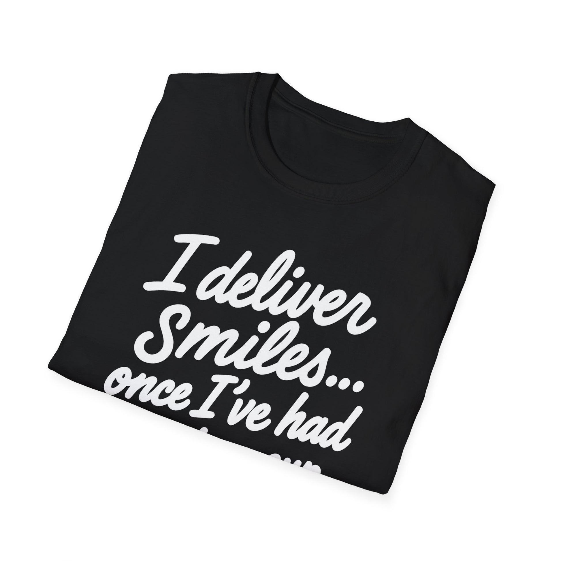 I Deliver Smiles, Unisex Softstyle T-Shirt, Casual Graphic Tee, Everyday Wear, Gift for Her, Gift for Him, Comfortable Cotton Tee
