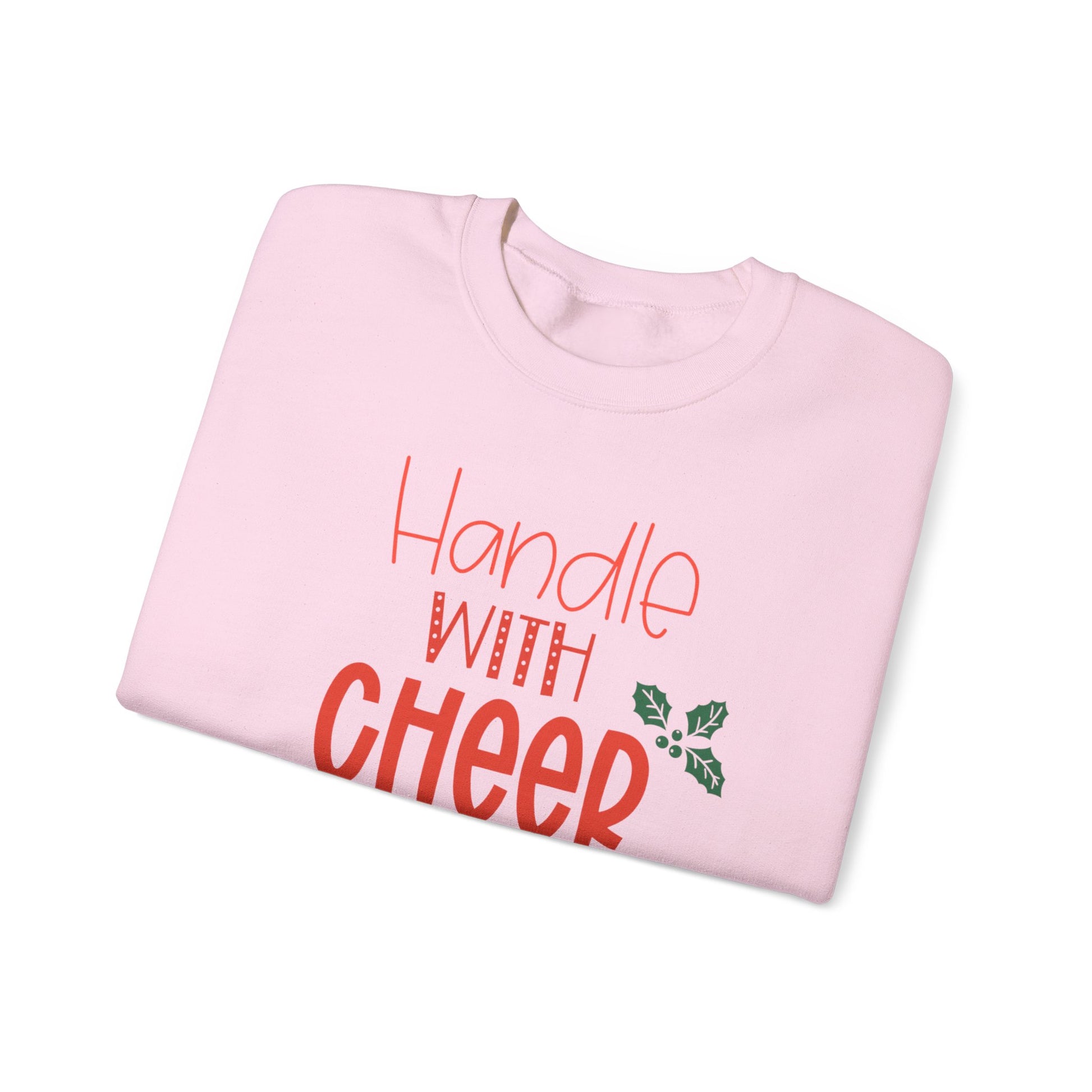 Handle With Cheer Design Christmas Crewneck Sweatshirt, Holiday Sweatshirts, Cute Holiday Postal Sweatshirts