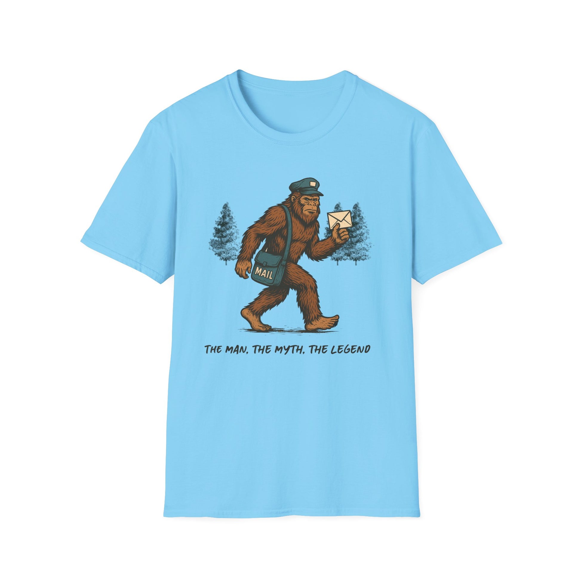 Sasquatch Mail Unisex T-Shirt | The Man, The Myth, The Legend | Postal Carrier, Perfect for Nature Lovers, Gifts, and Funny Graphic Tees