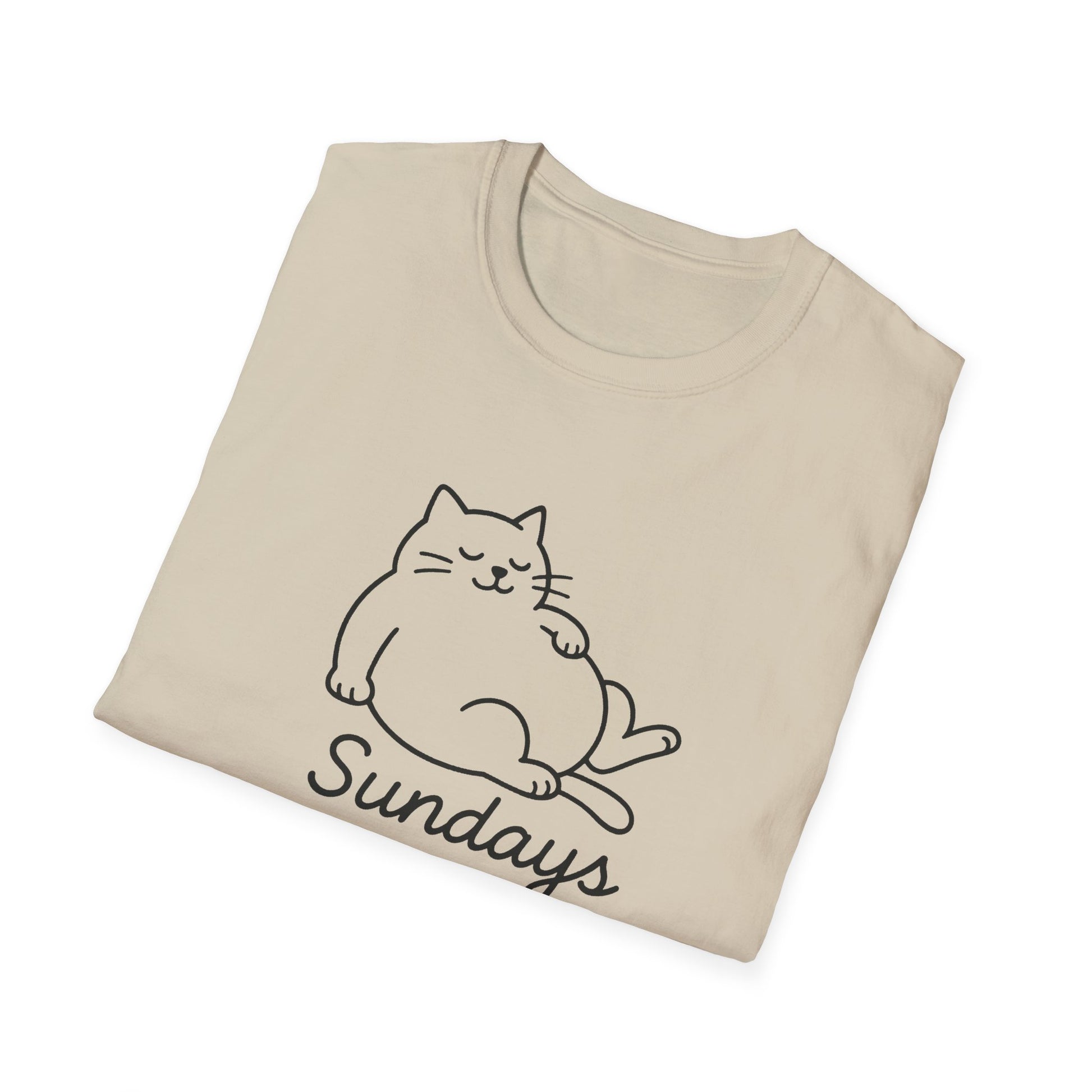 Chill Cat Sundays T-Shirt | Softstyle Unisex Tee for Cat Lovers | Fun Casual Wear, Gift for Birthdays, Lazy Days, Pet Lovers