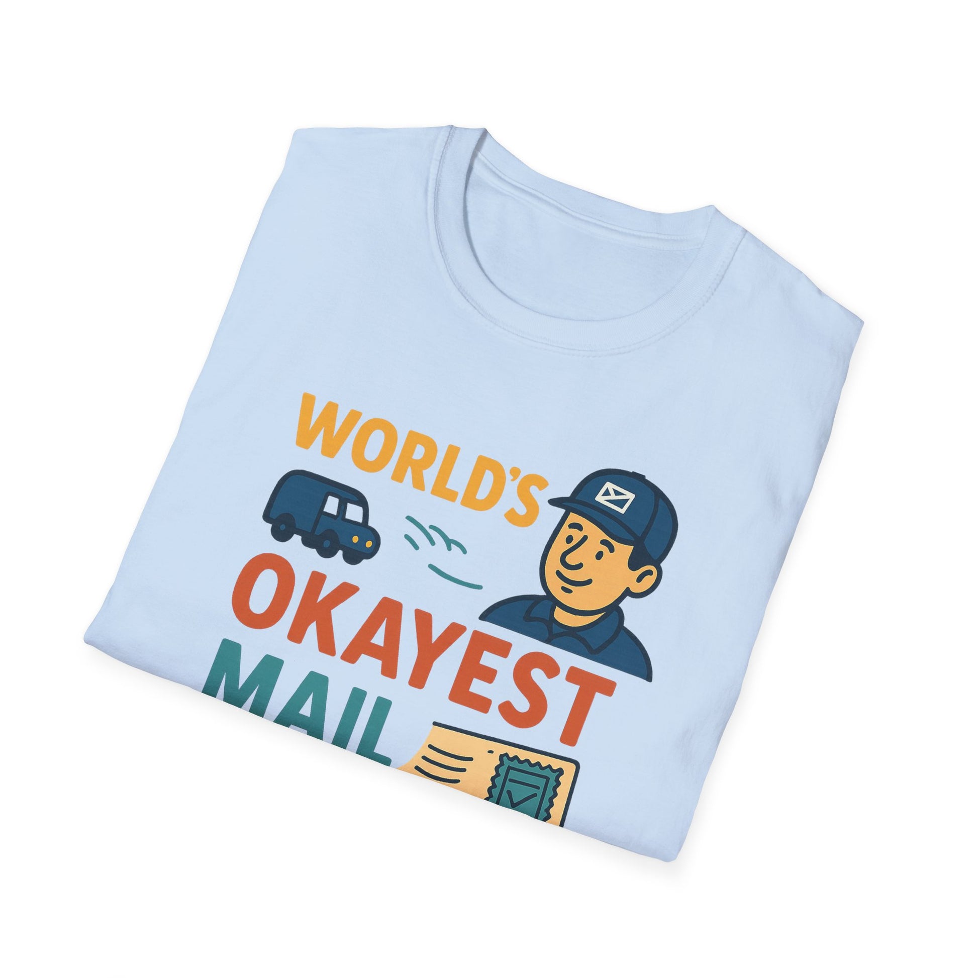 World's Okayest Mail Carrier T-Shirt, Funny Postal Worker Gift, Unisex Softstyle Tee, Unique Delivery carrier Shirt, Casual Everyday Wear
