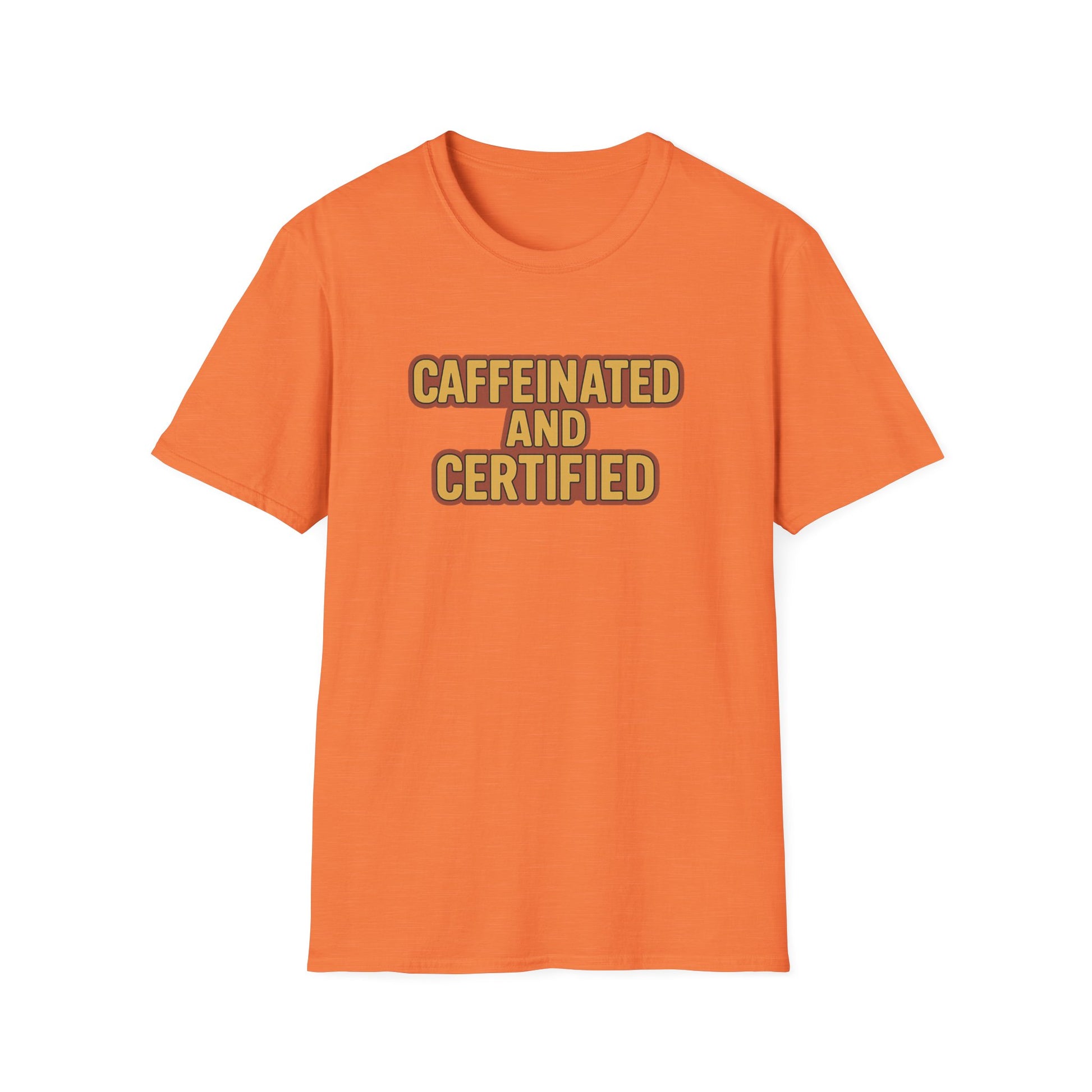 Caffeinated and Certified Unisex Softstyle T-Shirt, Coffee Lover Tee, Funny Gift for Her, Cute Graphic Tee, Casual Everyday Wear