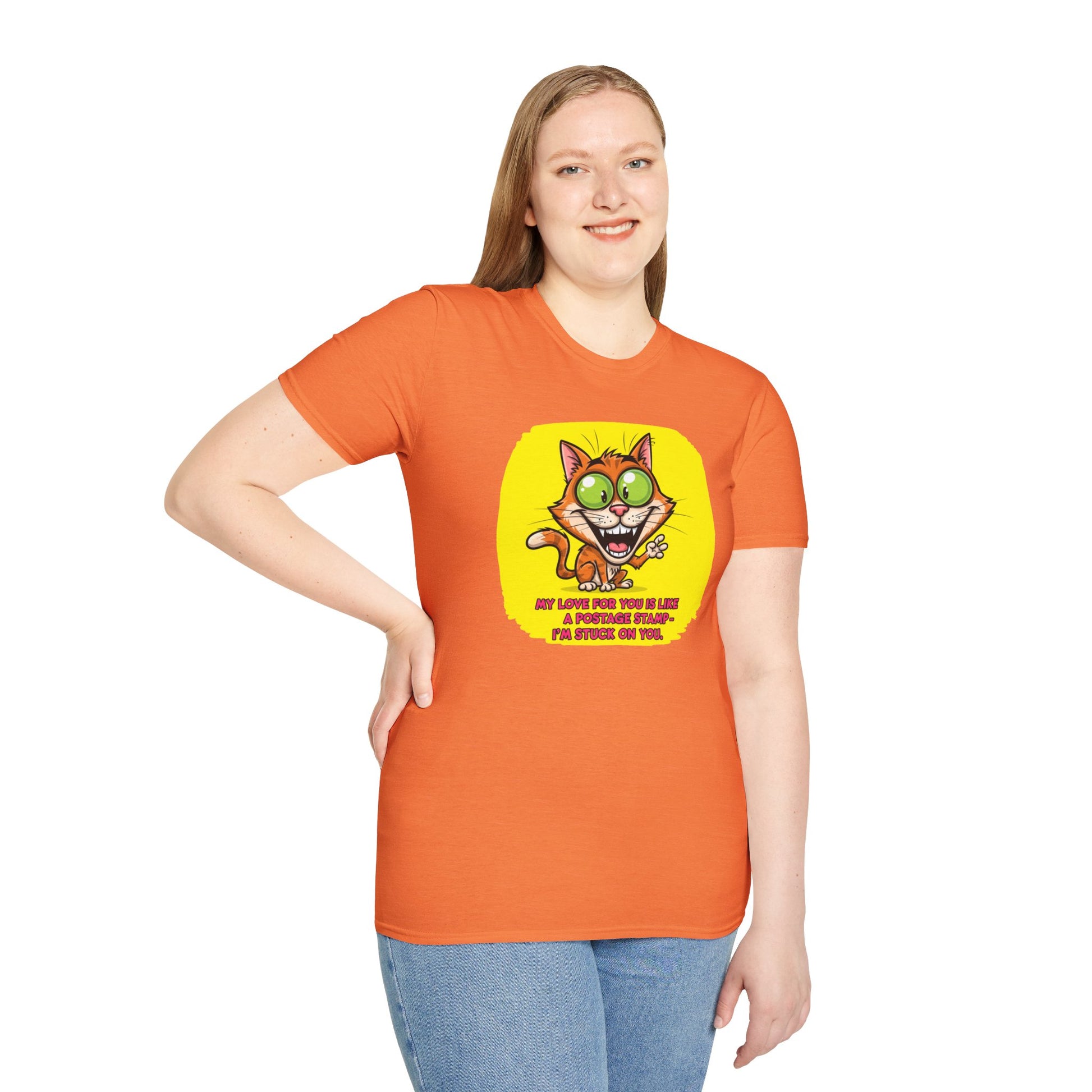 My Love For You Is Like- Funny graphic T-shirt for cat lovers with a touch of postal humor