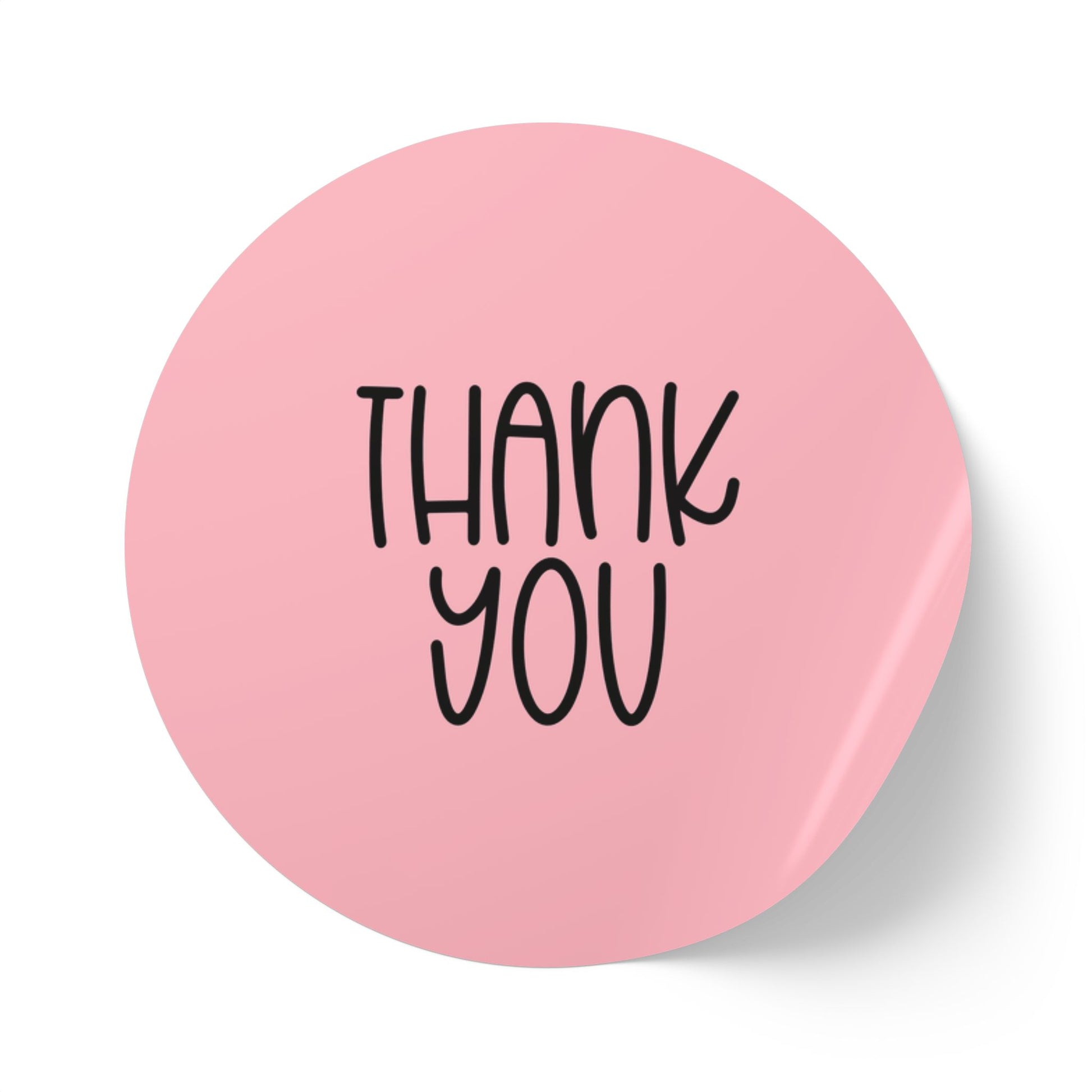 Thank You Round Sticker Roll — Pink Thank You Labels for Small Business Packaging & Shipping