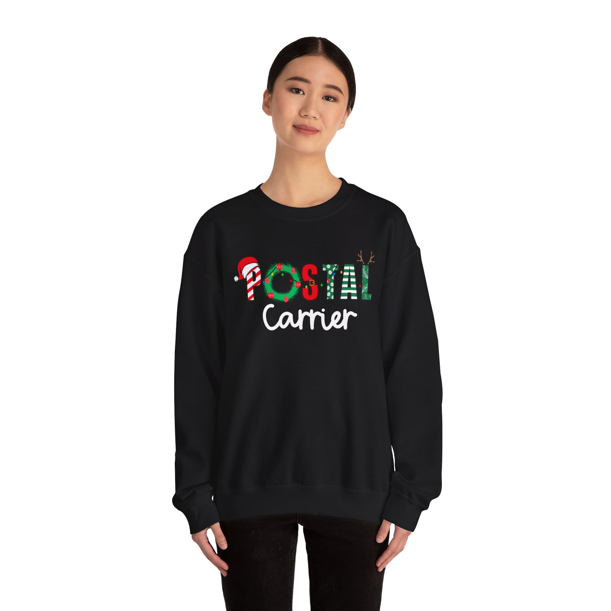 Festive Holiday Postal Carrier Sweatshirt, Cozy Crewneck for Mail Lovers, Holiday Apparel, Christmas Gift, Unisex Sweater