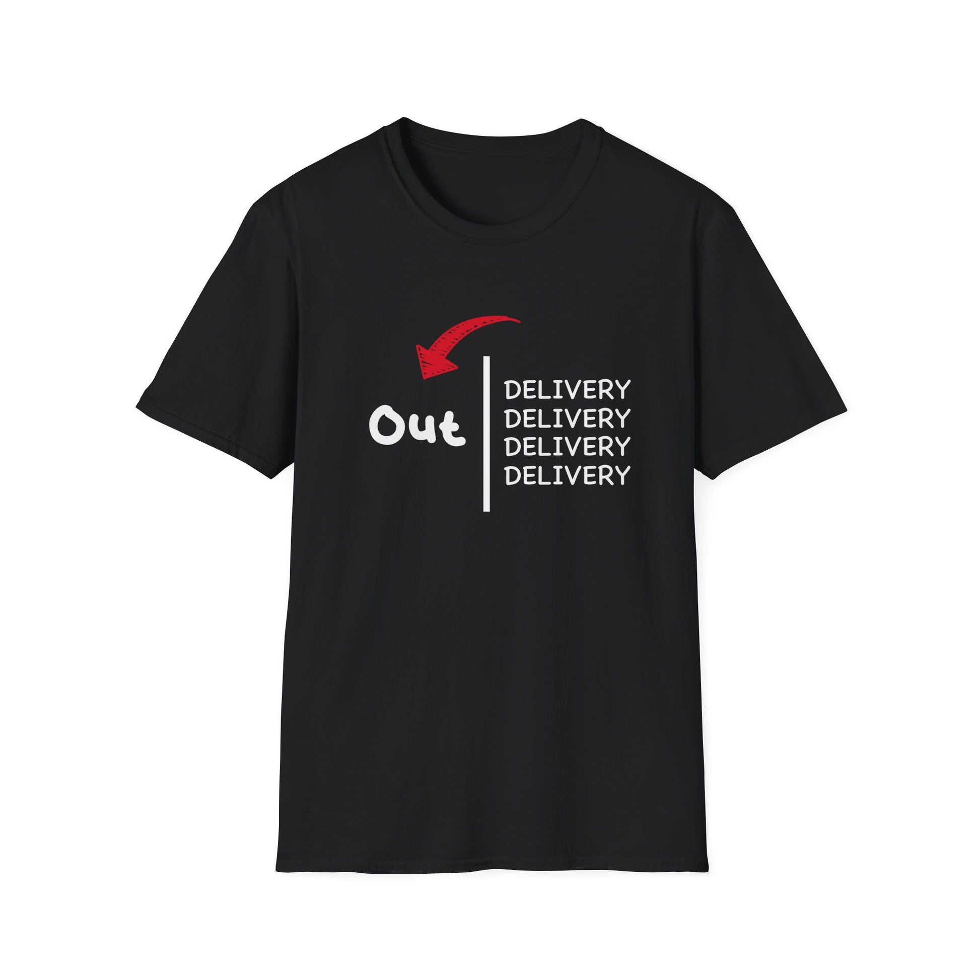 Delivery Out Unisex Softstyle T-Shirt - Funny Quirky Tee, Perfect Gift for Delivery Drivers, Casual Wear, Birthdays, Holidays
