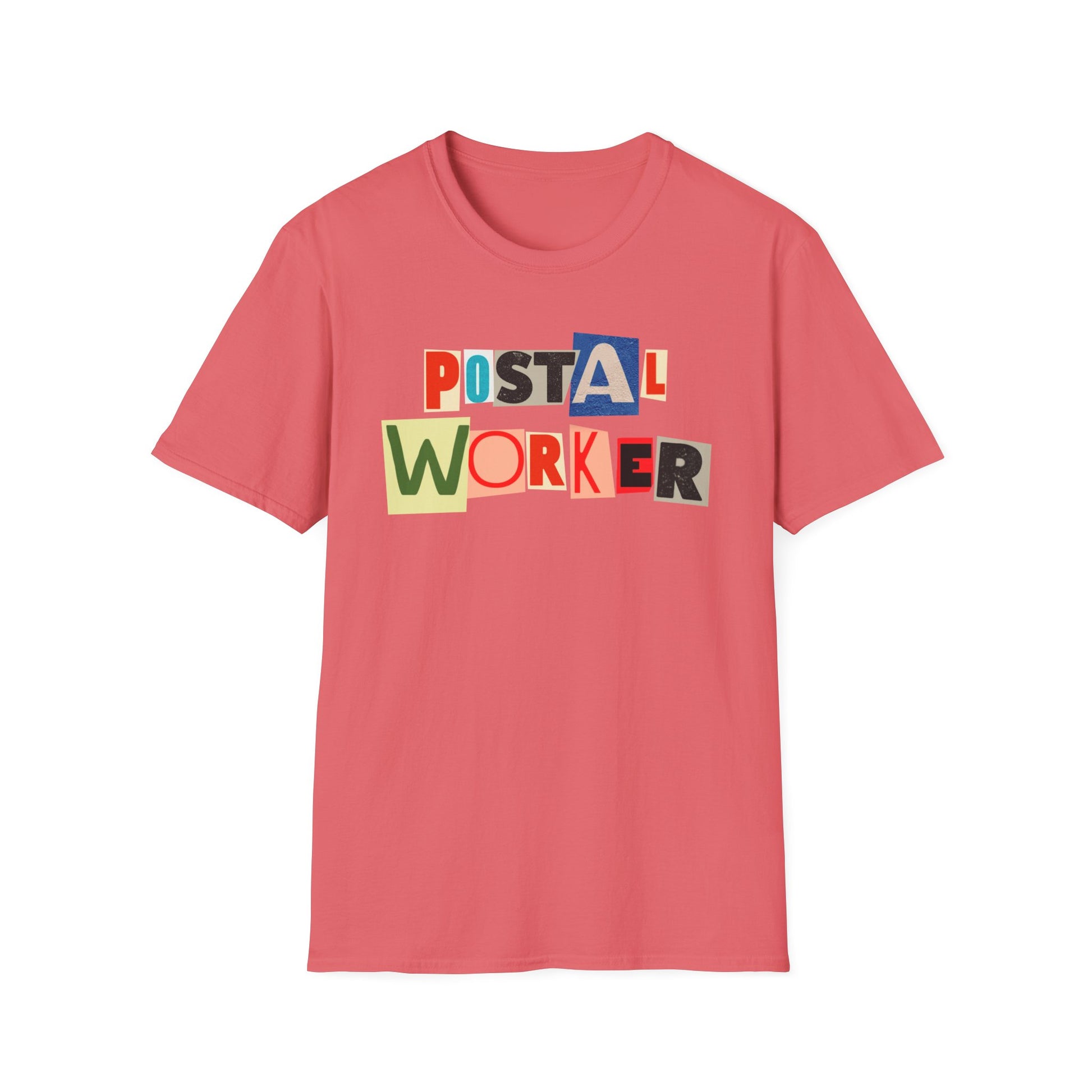 Postal Worker Graphic T-Shirt — Colorful ransom note style graphic tees for postal workers