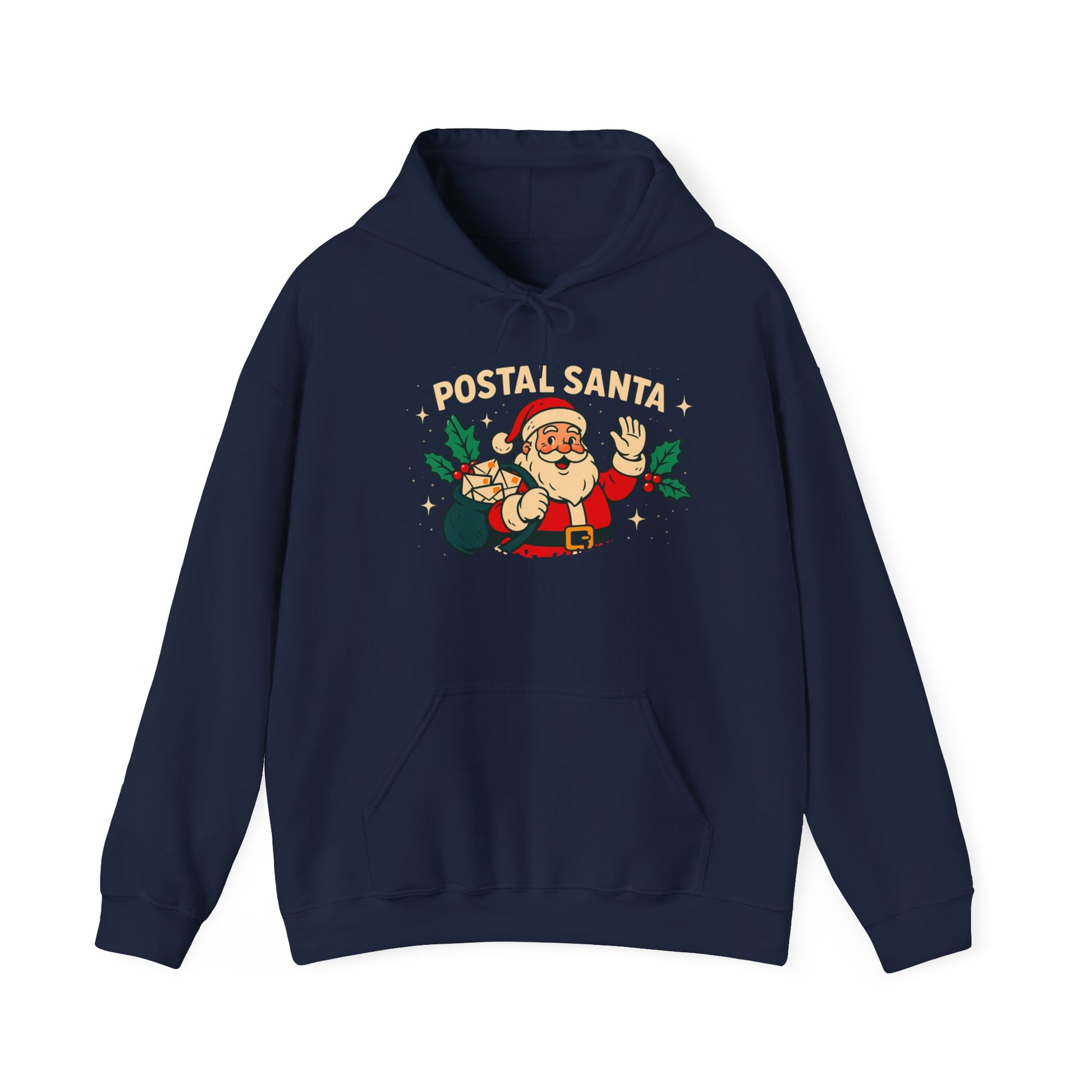 Postal Santa Hoodie — Retro Christmas Santa Mail Carrier Holiday Sweatshirt