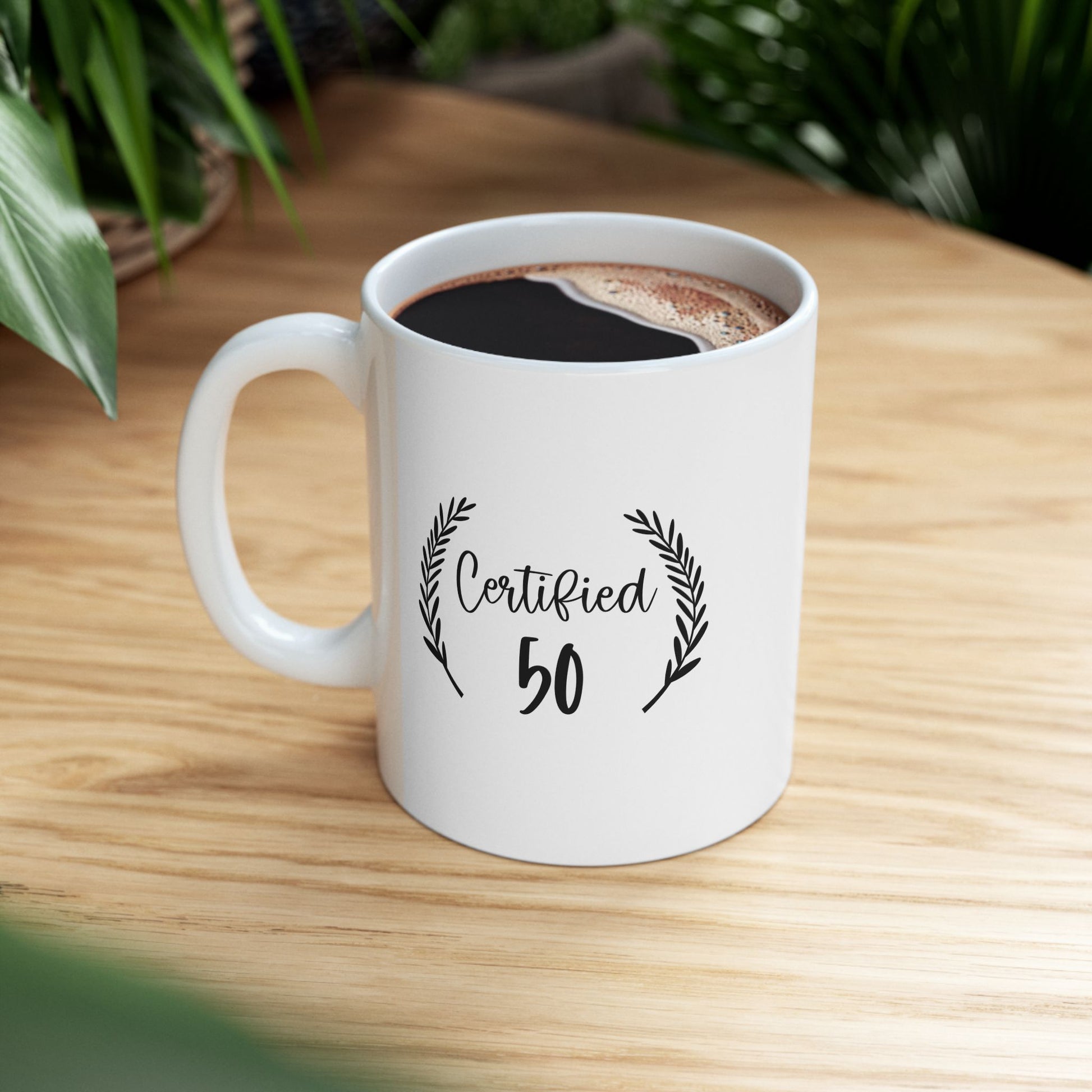 Certified 50th Birthday Celebration Ceramic Mug, Coffee Cup Gift, Motivational Drinkware, Office Decor, Housewarming Present, Birthday Mugs For Postal Workers, Tea Lover