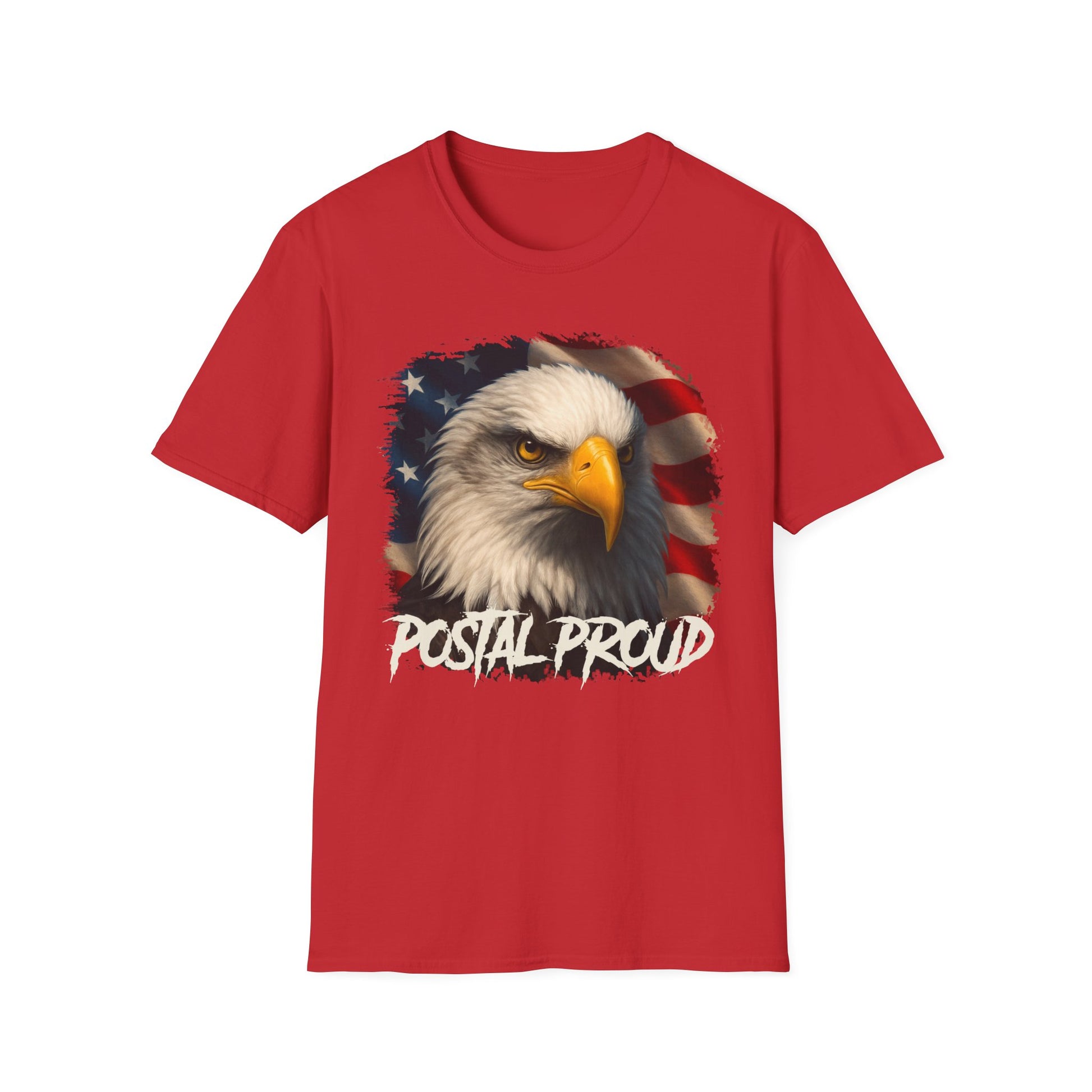 "Postal Proud" T-Shirt - American Flag Bald Eagle Graphic Tee Gift Ideas for Postal Workers