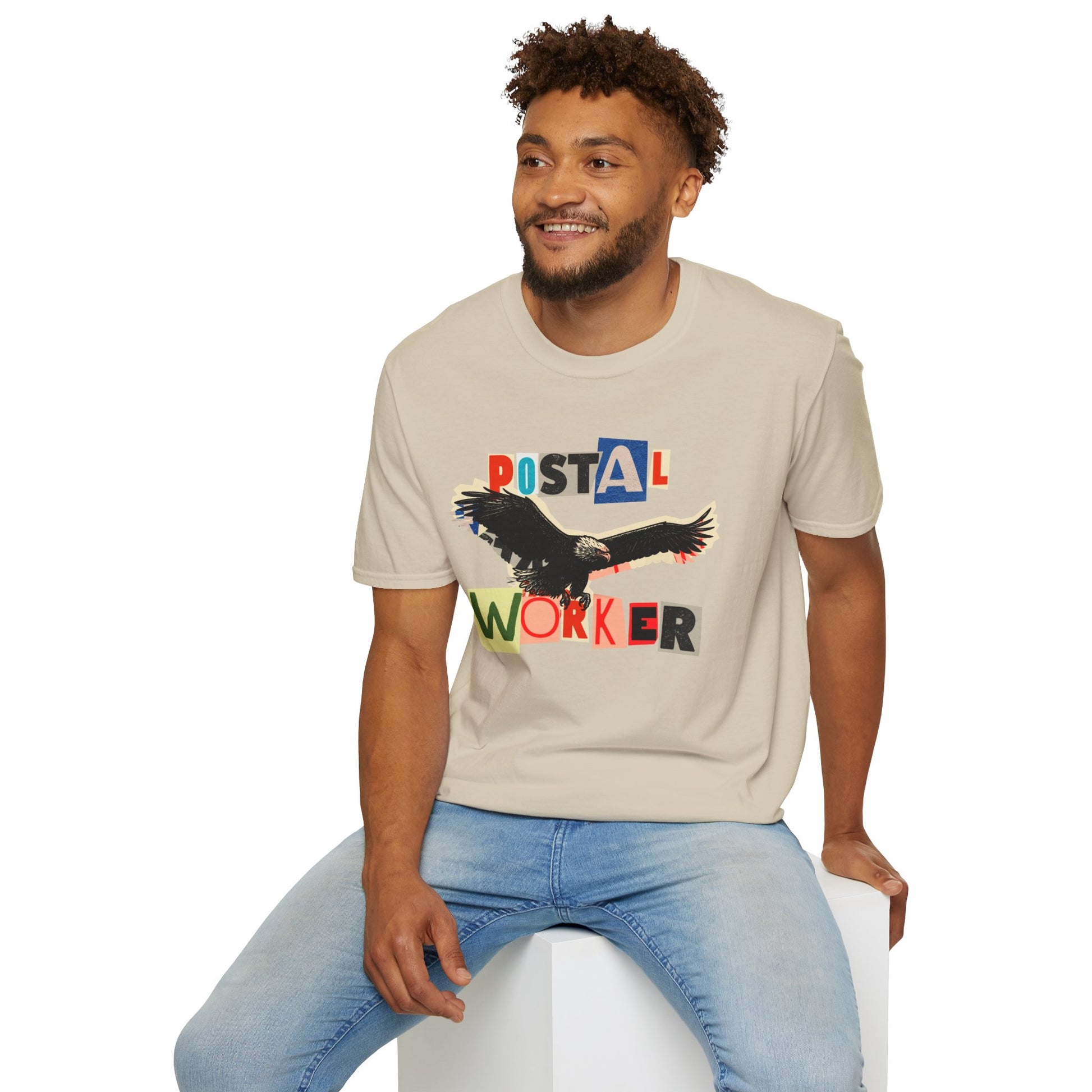 Postal Worker T-Shirt — Retro Collage Eagle Design