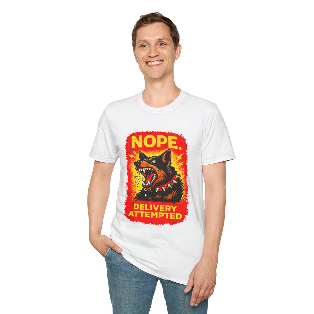 Nope Delivery Attempted T-Shirt — Funny Guard Dog Graphic Tee