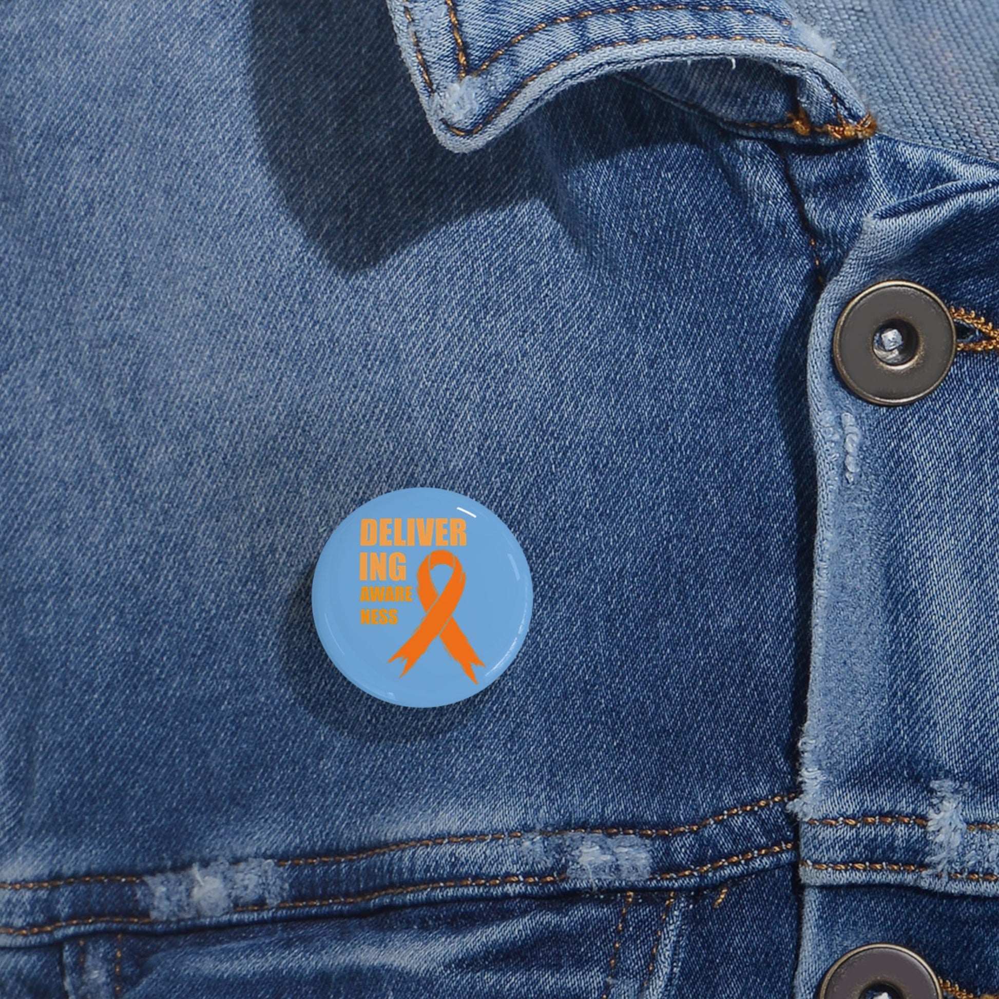 Multiple Sclerosis Delivering Awareness Button — Delivering Awareness Ribbon Cancer Support Button
