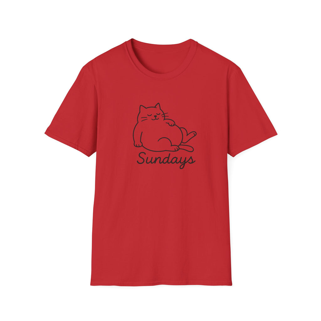 Chill Cat Sundays T-Shirt | Softstyle Unisex Tee for Cat Lovers | Fun Casual Wear, Gift for Birthdays, Lazy Days, Pet Lovers