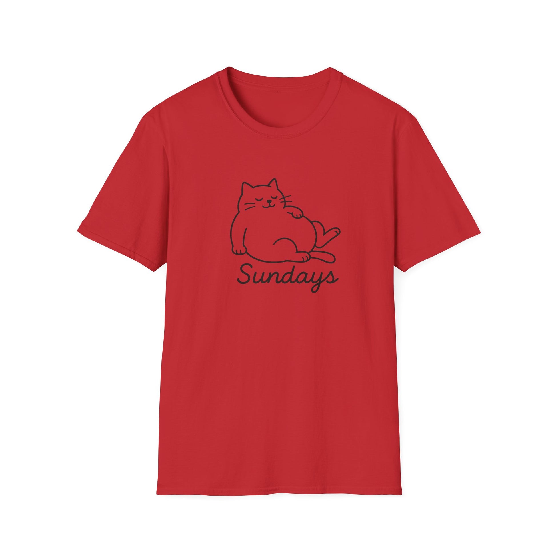 Chill Cat Sundays T-Shirt | Softstyle Unisex Tee for Cat Lovers | Fun Casual Wear, Gift for Birthdays, Lazy Days, Pet Lovers