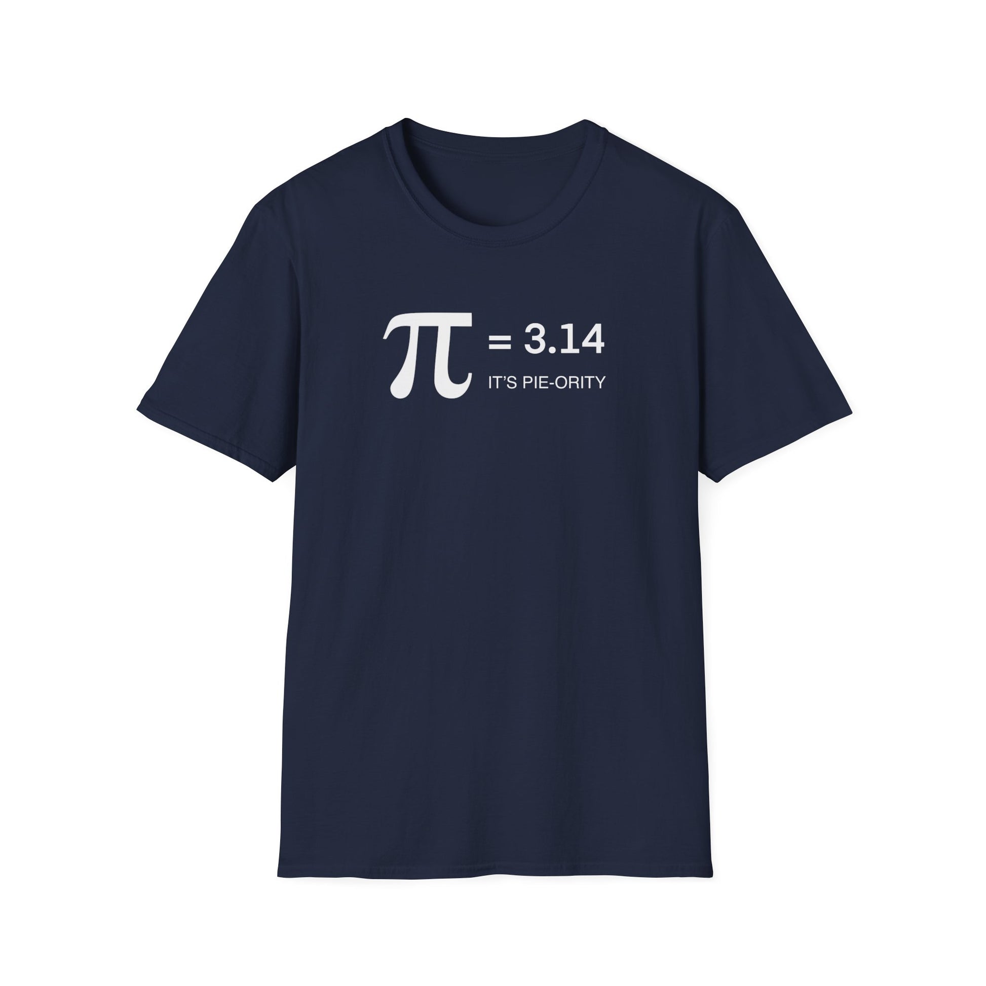 Pi = 3.14 "It's Pie-ority" Math T-Shirt — Funny Pi Day Tee for Teachers & Students
