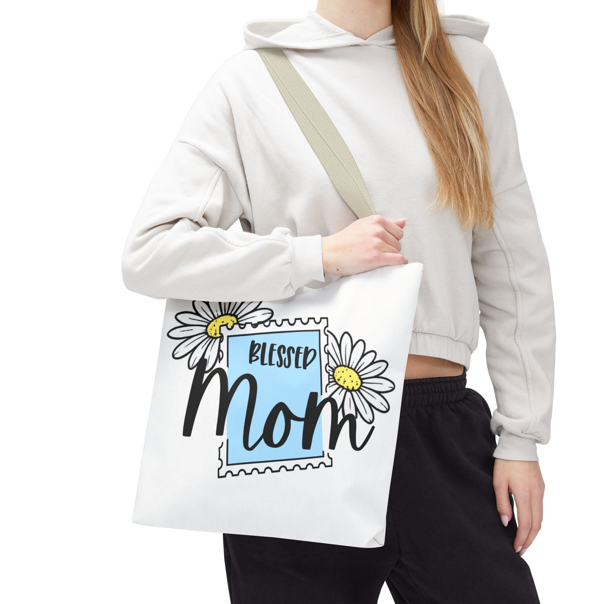 Blessed Mom Daisy Tote Bag — Floral Mother's Day Canvas Tote