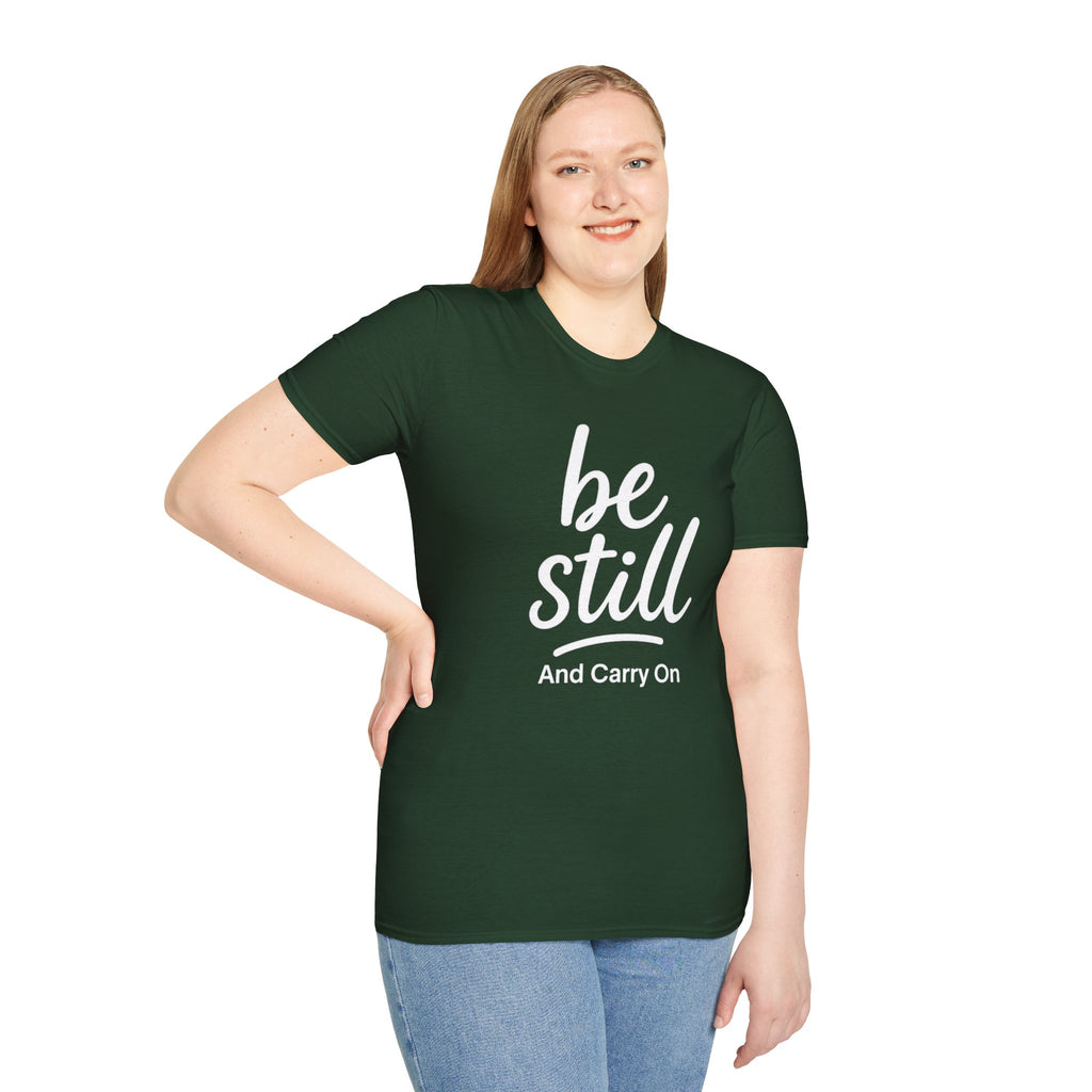 Be Still And Carry On Graphic Tee- Inspirational T-Shirt design for postal workers and people of faith