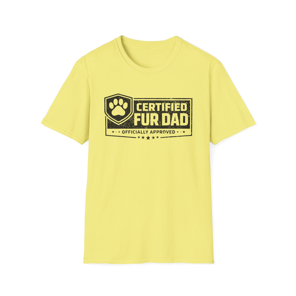 Certified Fur Dad T‑Shirt —Distressed Graphic Tee, Pet Lover Dad Gift, Dog Dads and Cat Dads Postal Workers inspired T-shirt