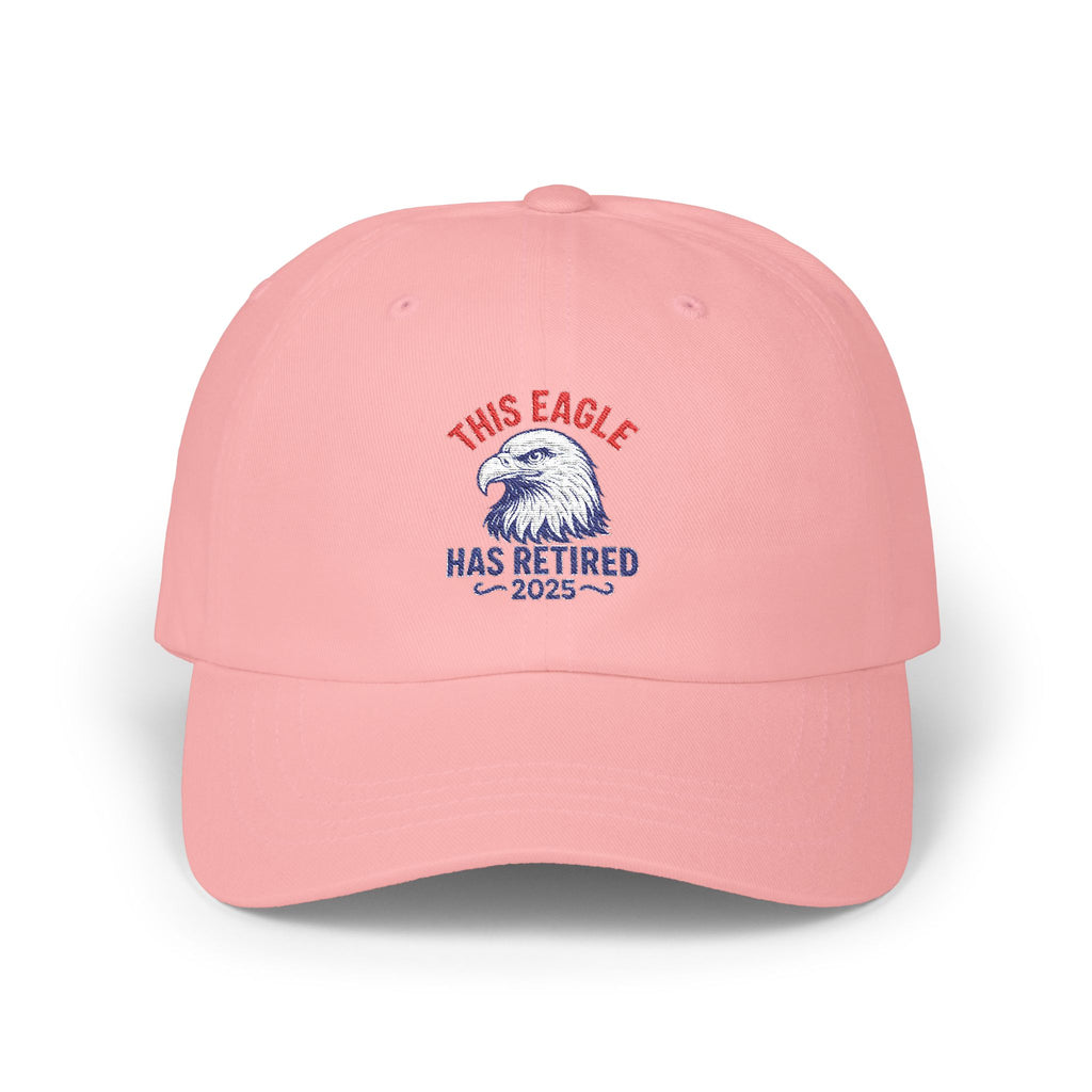 “This Eagle Has Retired” ,Retirement Eagle Dad Cap - Funny Gift for Retired Dads, White Classic Cap, Inspirational Gifts, Gifts For Postal Workers, Inspirational Gift Ideas