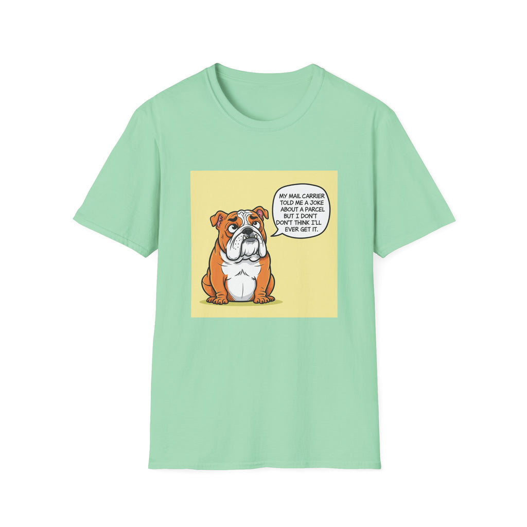Funny Dog Graphic T-Shirt, Unisex Softstyle Tee, Pet Lover Gift, Animal Humor Shirt, Cute Bulldog Design