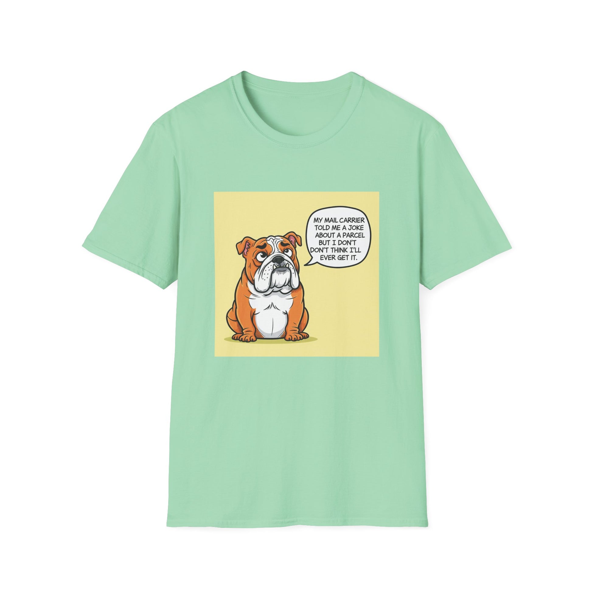 Funny Dog Graphic T-Shirt, Unisex Softstyle Tee, Pet Lover Gift, Animal Humor Shirt, Cute Bulldog Design