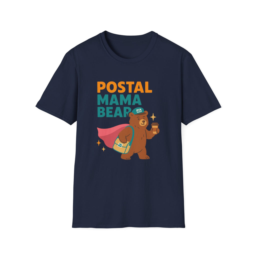 Postal Mama Bear T-Shirt, Fun Gift for Moms, Unisex Softstyle Tee for Postal Workers, Cute Animal Graphic Tee, Everyday Casual Wear